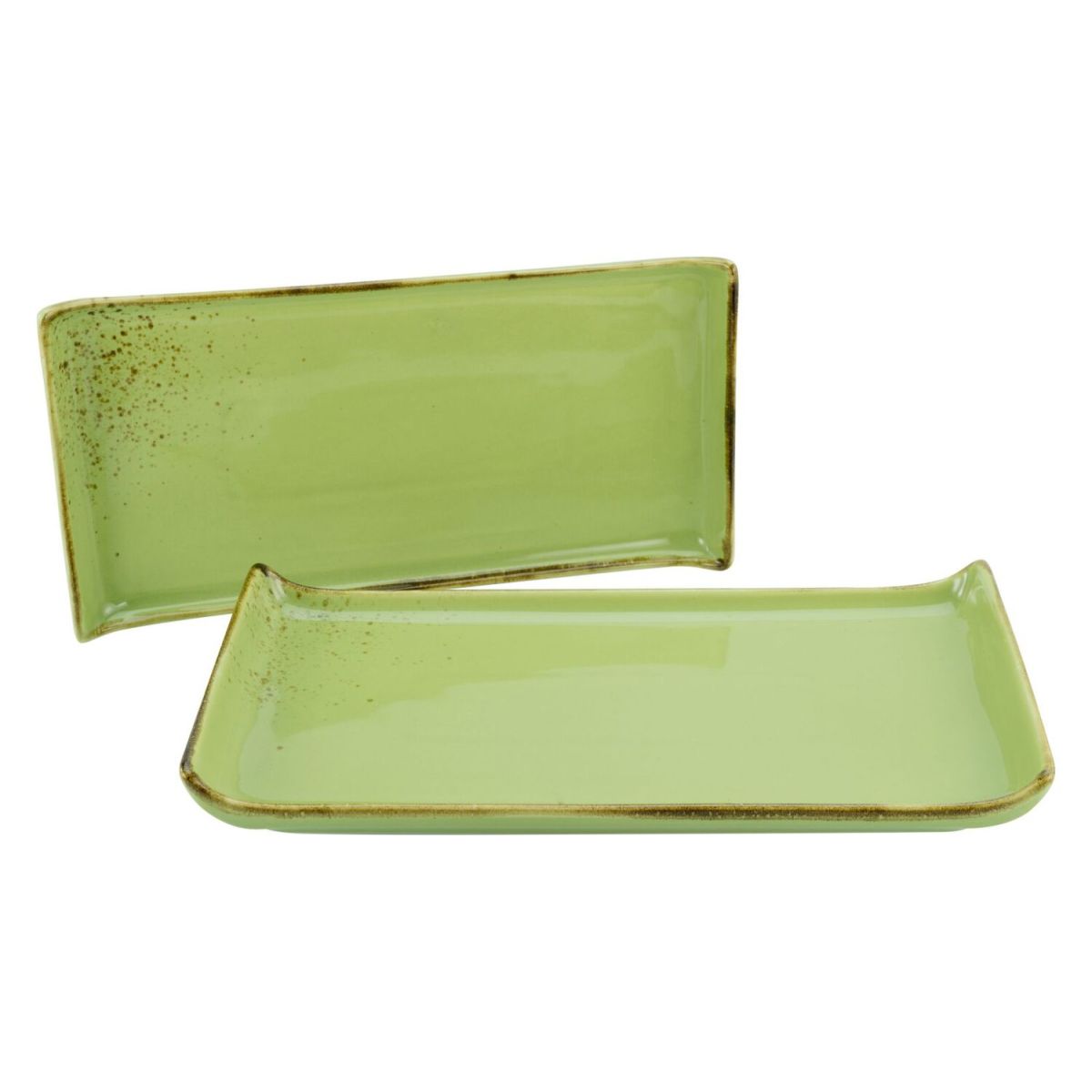 Collezione Natura - Piatto da barbecue da 2 pezzi CreaTable; 33x16.5x3.5 cm (LxLxH); verde; rettangolare; 2 pz. / Pacco