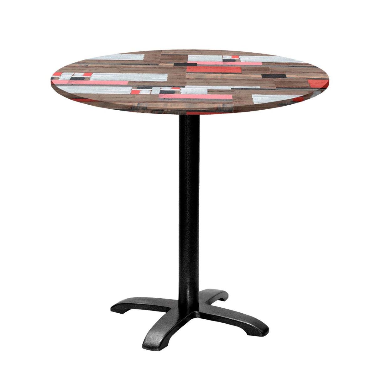 RestooTab Tisch Bazila rund - Dekor Holz 74x80 cm (HxØ); Platte mehrfarbig, Gestell schwarz; rund
