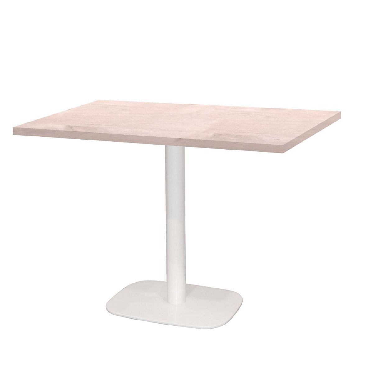 RestooTab Tisch Round rechteckig Gestell weiß - Dekor Holz & Uni 120x70x75 cm (LxBxH); Platte birke, Gestell weiß; rechteckig