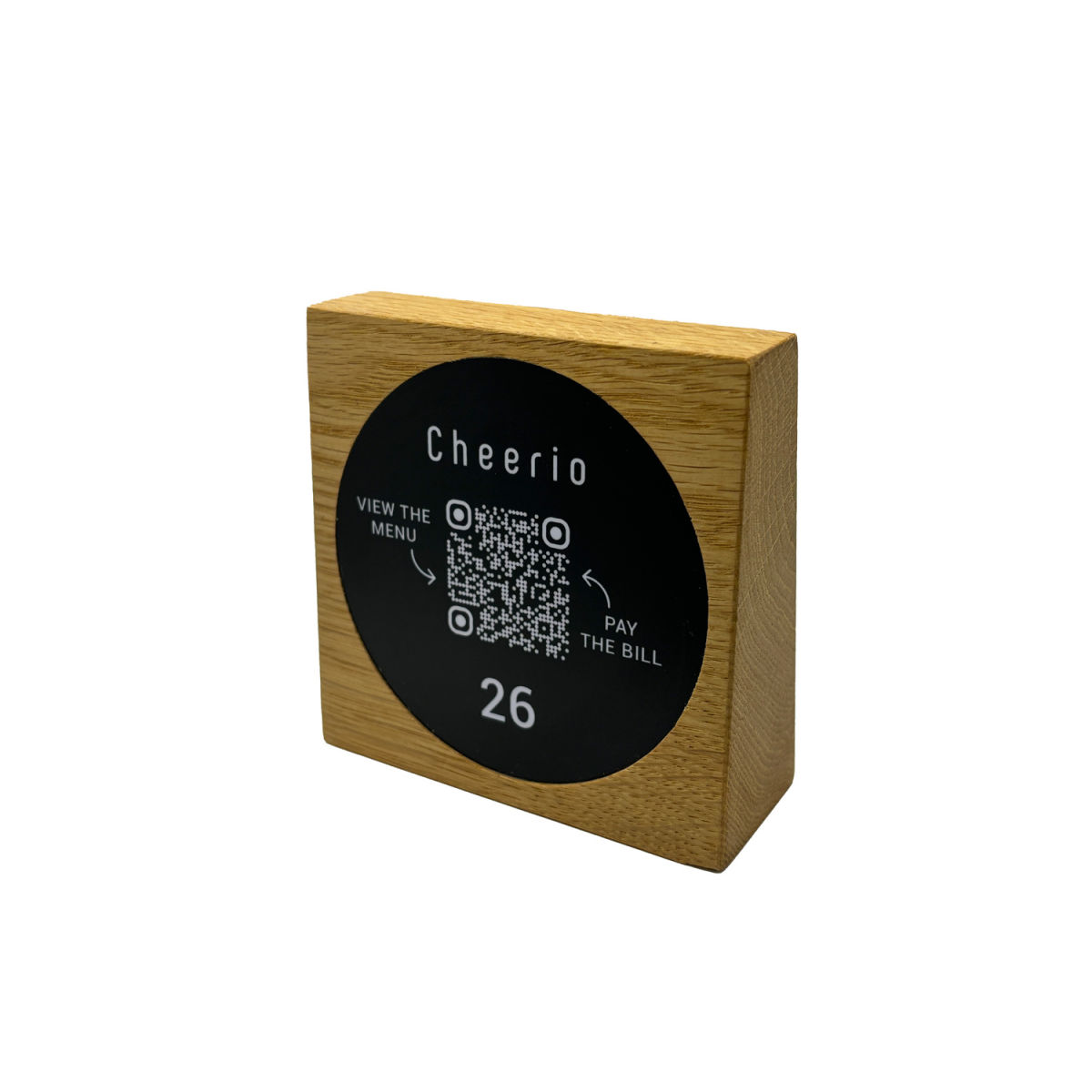 PRODUCTMATE Tischaufsteller stehend mit QR-Code Aufkleber matt 8.5x8.5 cm (BxH); eiche; 25 Stück / Pack