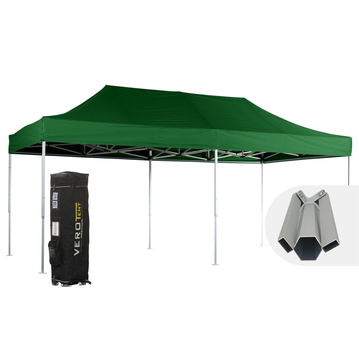 VeroTENT VeroTENT Faltpavillon 4x8m Budget50 mit Dach 400x800x400 cm (LxBxH); grün