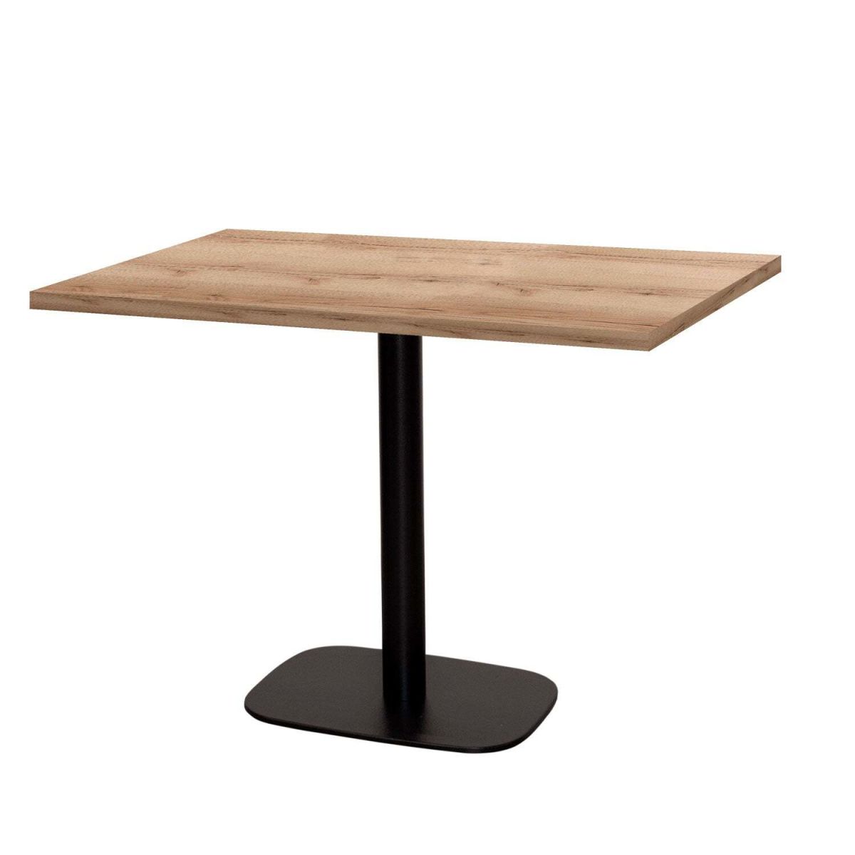 RestooTab Tisch Round rechteckig - Dekor Stein & Holz 120x70x75 cm (LxBxH); Platte eiche/natur, Gestell schwarz; rechteckig