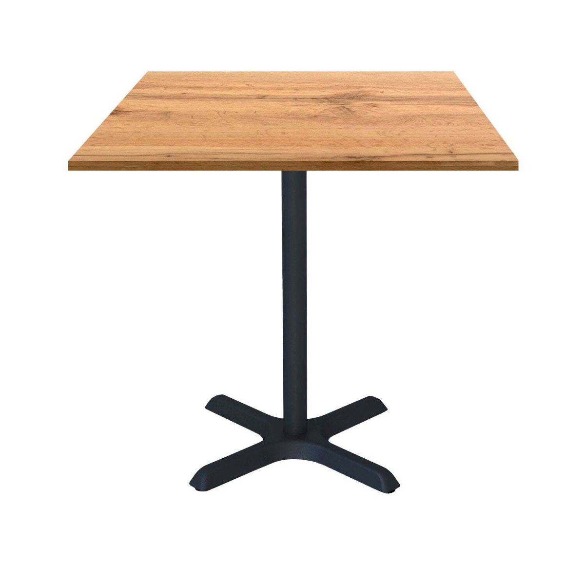RestooTab Tisch Dina quadratisch - Dekor Holz & Uni 70x70x74 cm (LxBxH); Platte eiche, Gestell schwarz; quadratisch