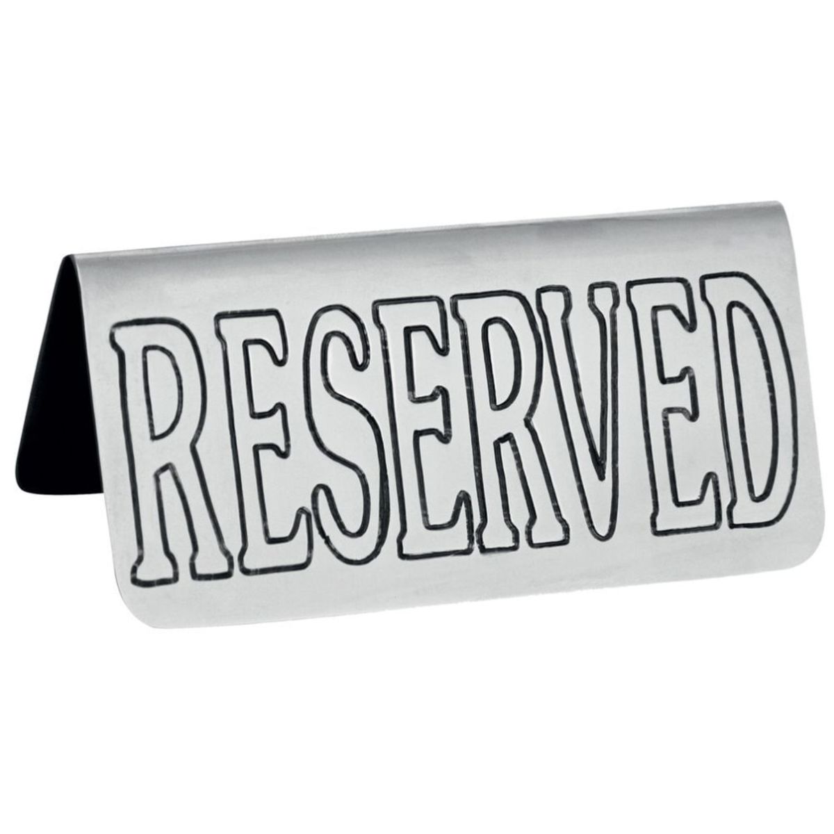 METAFICH Set aus 6 Tischstaffeleien RESERVED aus rostfreiem Stahl 10x5 cm (BxH); silber; 6 Stück / Pack
