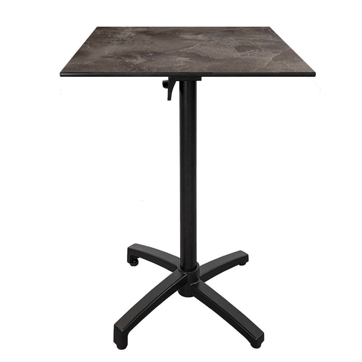 Tavolo alto pieghevole da terrazza Diabolo quadrato RestooTab; 60x60x111 cm (LxLxH); Piano tavolo grigio scuro, struttura nero; quadrata