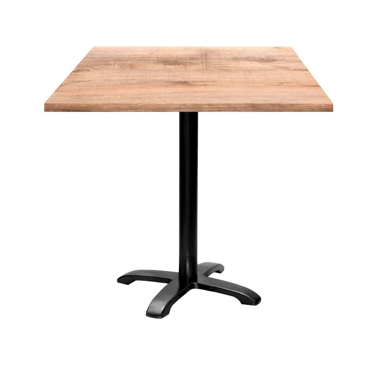 RestooTab Tisch Bazila quadratisch - Dekor Holz 70x70x74 cm (LxBxH); Platte eiche/hellbraun, Gestell schwarz; quadratisch