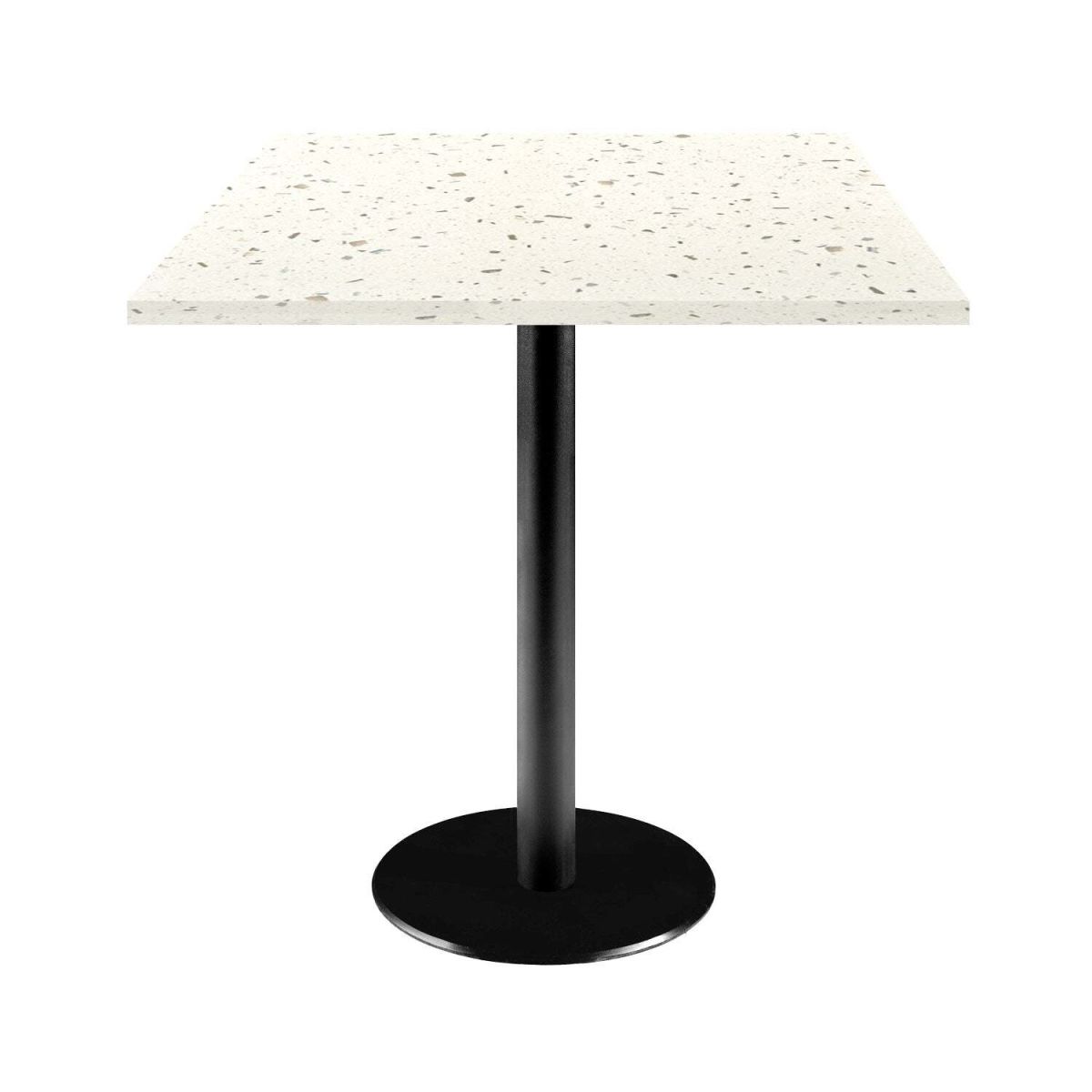 RestooTab Tisch Rome quadratisch - Dekor Stein 70x70x75 cm (LxBxH); Platte terrazzo, Gestell schwarz; quadratisch