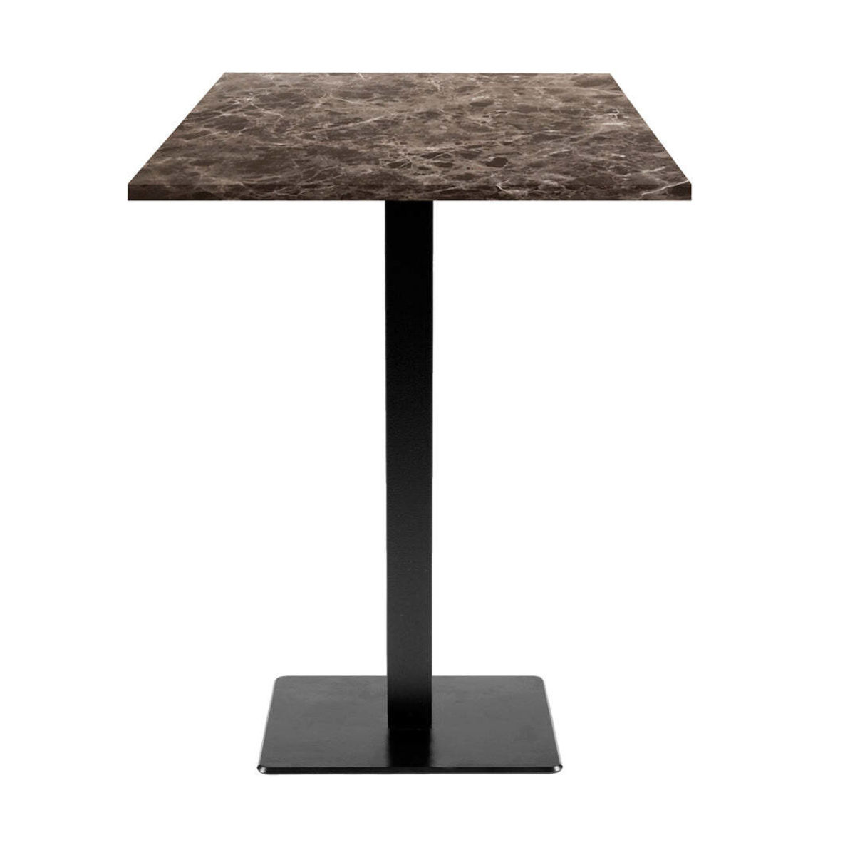 RestooTab Stehtisch Milan quadratisch - Dekor Stein & Holz 60x60x113 cm (LxBxH); Platte steingrau/dunkelgrau/marmoriert, Gestell schwarz; quadratisch