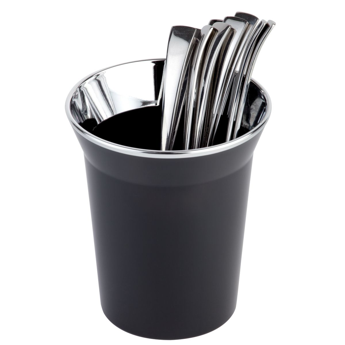 APS Tafelafvalbakje/bestekhouder TOP CHROM; 1000 ml, 13x15 cm (&Oslash;xH); zwart; rond