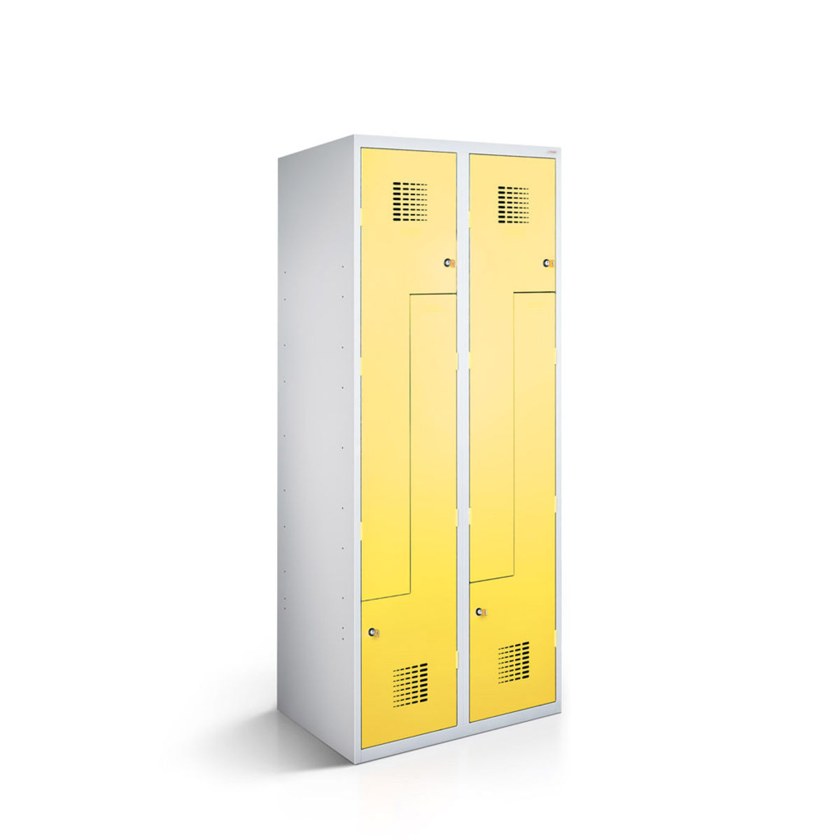 rotstahl Z-Spind 4 Türen mit lichtgrauem Korpus 60x50x180 cm (BxTxH); gelb
