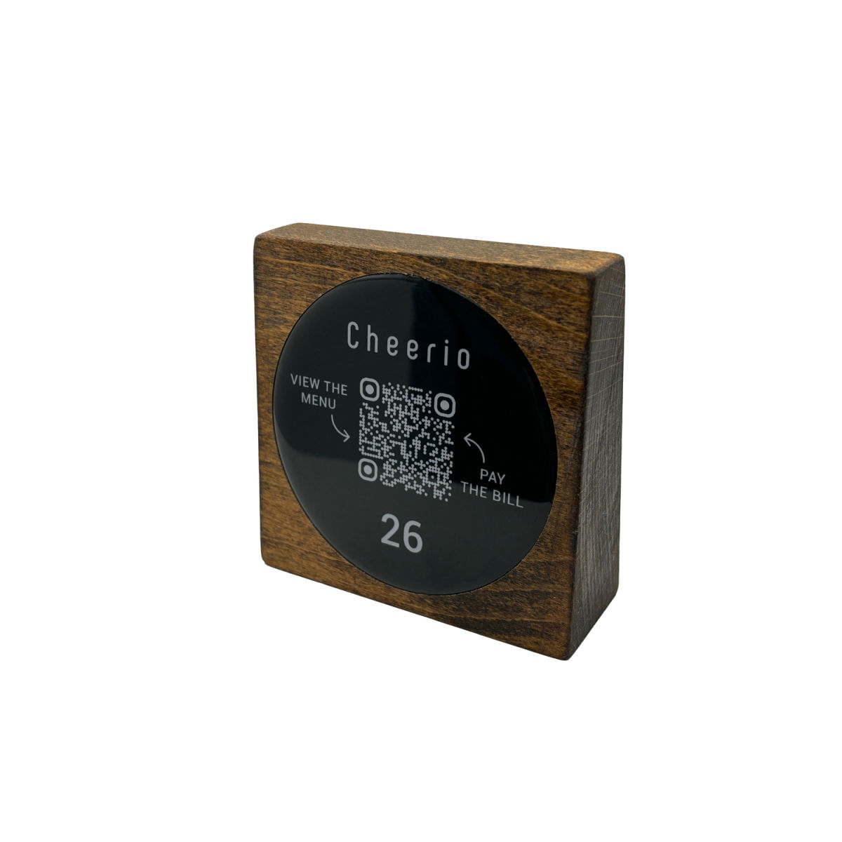 PRODUCTMATE Tischaufsteller stehend mit QR-Code Aufkleber glänzend 11x11 cm (BxH); buche/dunkelbraun; 25 Stück / Pack