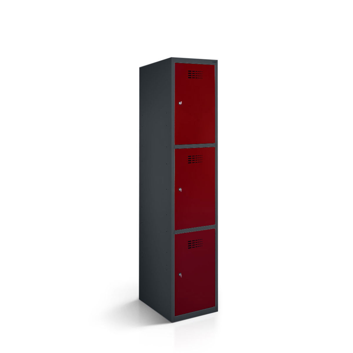 rotstahl Fächerschrank 3 Fächer mit anthrazitgrauem Korpus 40x50x180 cm (BxTxH); bordeaux