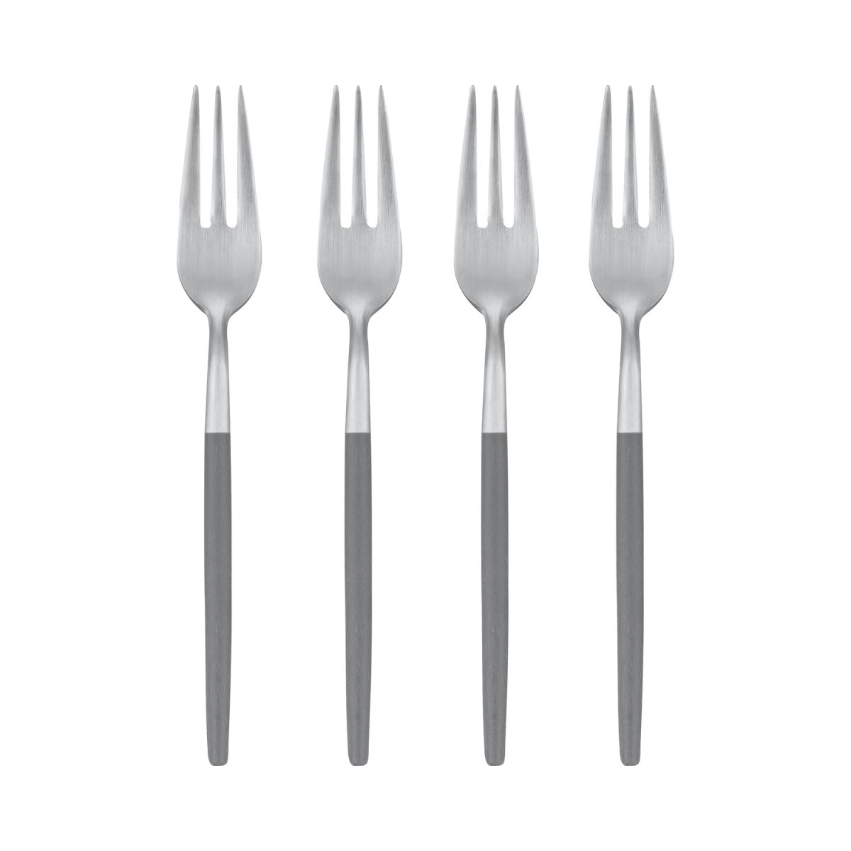 blomus Set 4 Kuchengabeln -MAXIME- 15 cm (L); silber, Griff dunkelgrau; 4 Stück / Pack