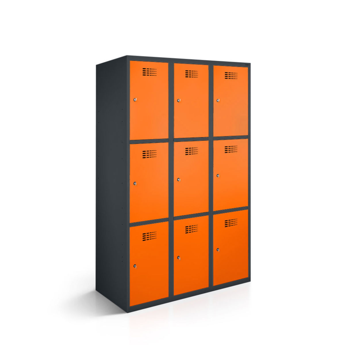 rotstahl Fächerschrank 9 Fächer mit anthrazitgrauem Korpus 90x50x180 cm (BxTxH); orange