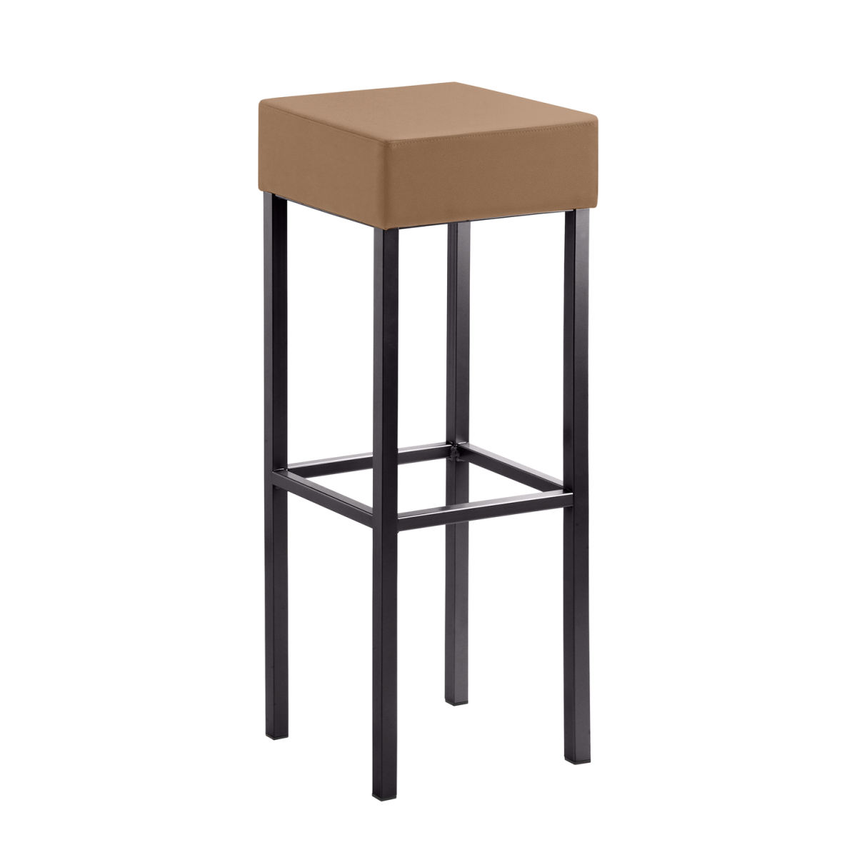 Mayer Sitzmöbel Extra-hoher Barhocker 89 cm, Vierfuß, Mikrofaser in Lederoptik 34x34x92 cm (BxTxH); Sitz hellbraun, Gestell schwarz