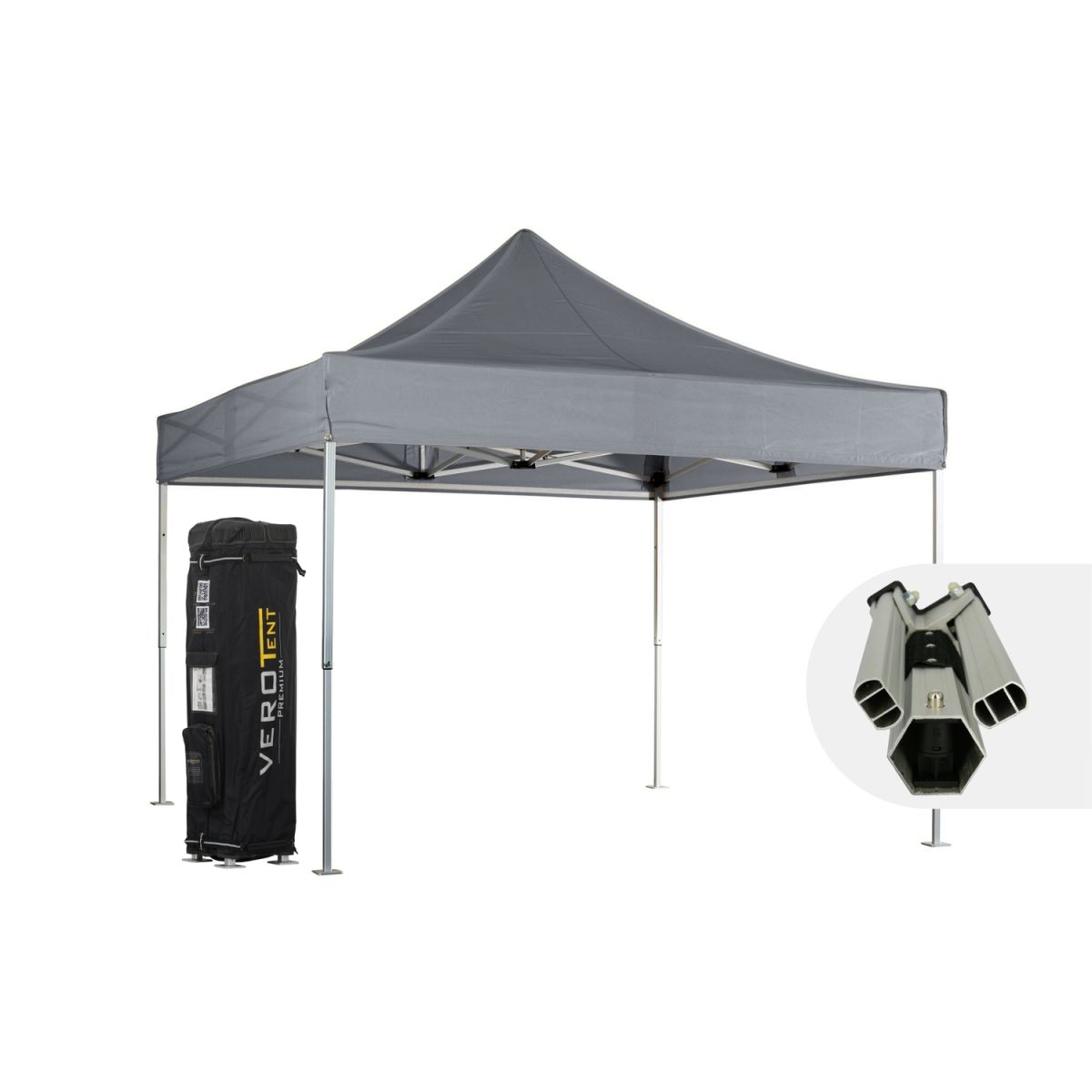 VeroTENT VeroTENT Faltpavillon 4x4m Luxea mit Dach 400x400x400 cm (LxBxH); grau