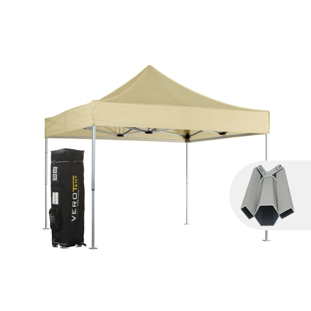VeroTENT VeroTENT Faltpavillon 4x4m Budget50 mit Dach 400x400x400 cm (LxBxH); beige