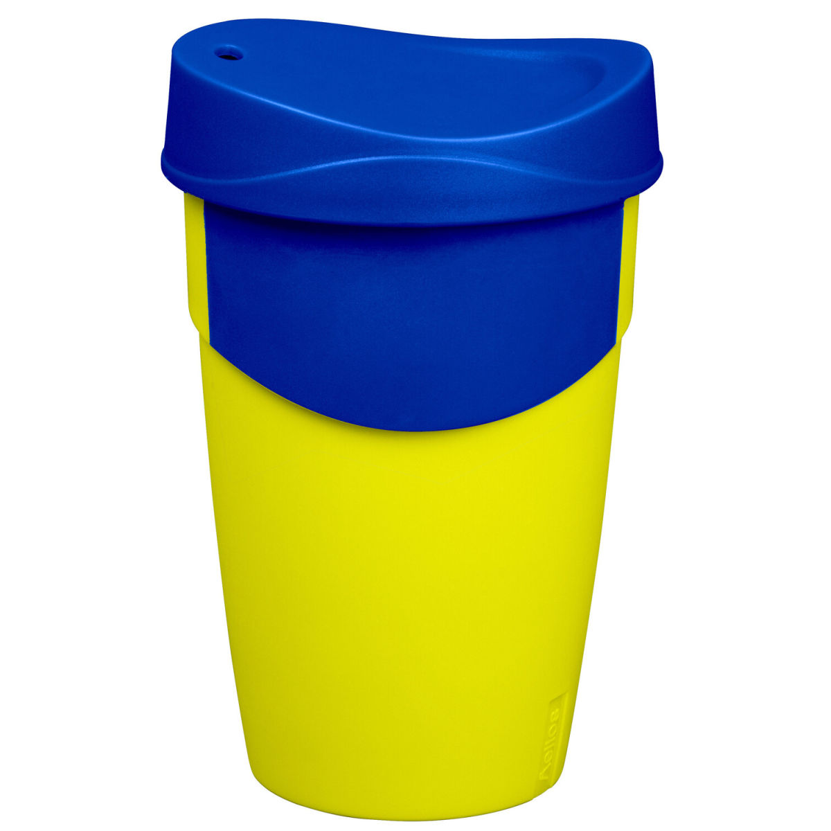 helios To-Go-Becher WayCup 400 ml, 13.7 cm (H); blau/gelb; 0.4 l Eichstrich