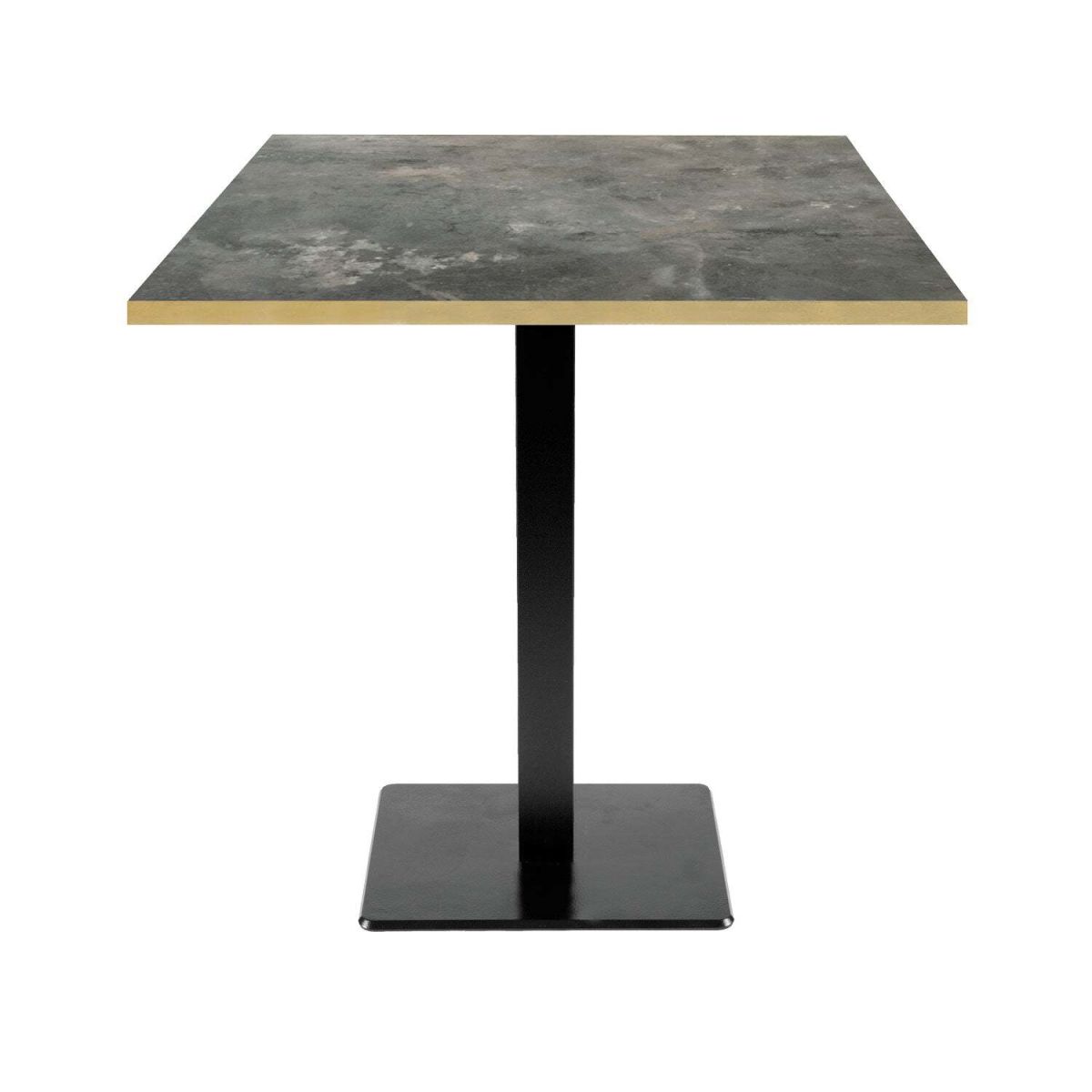 RestooTab Tisch Milan quadratisch - Kanten messingfarben 70x70x75 cm (LxBxH); Platte steingrau, Gestell schwarz; quadratisch