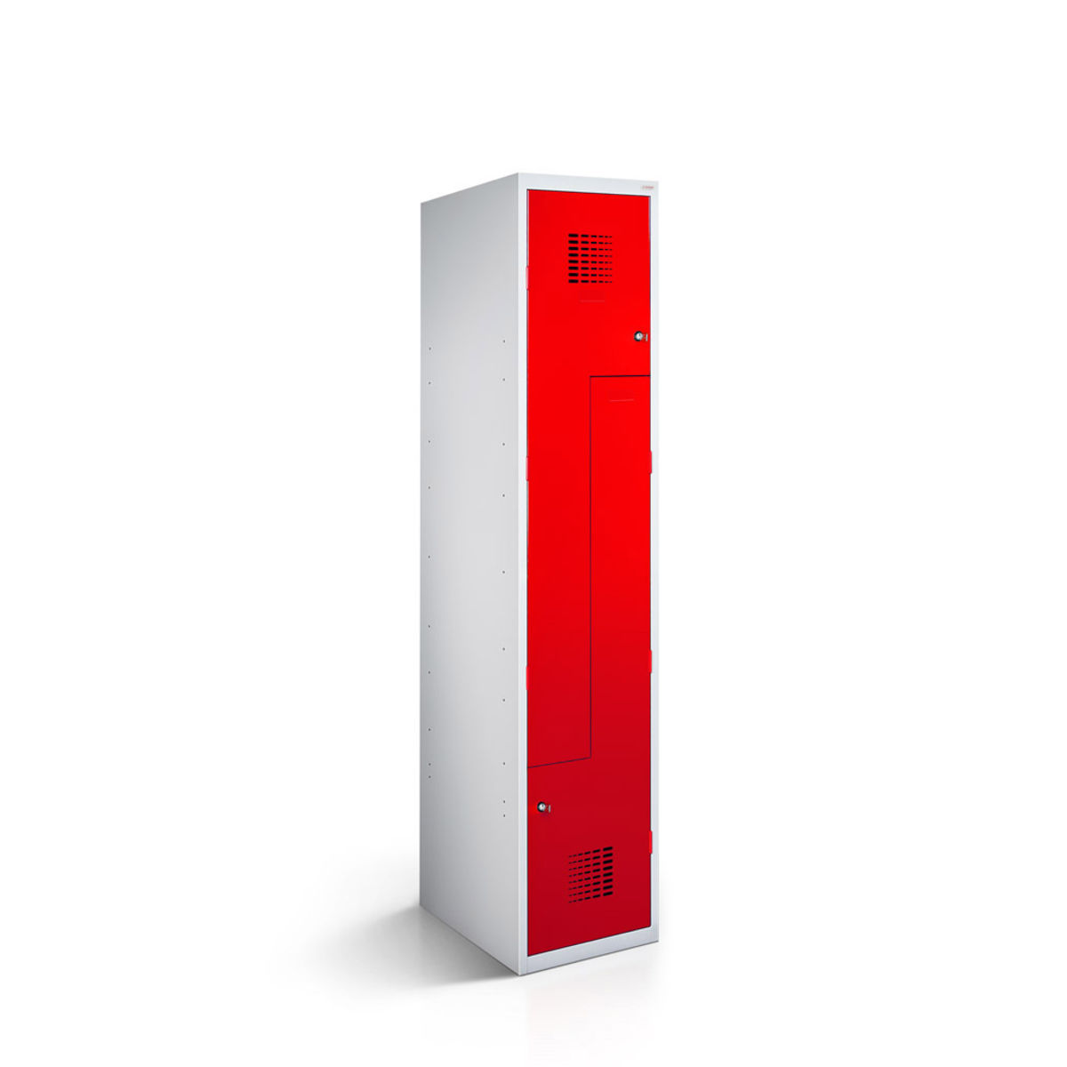 rotstahl Z-Spind 2 Türen mit lichtgrauem Korpus 40x50x180 cm (BxTxH); rot