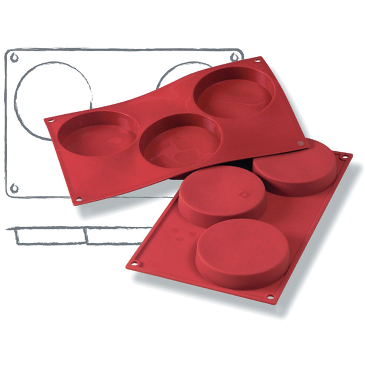 Schneider Silikonbackform Biskuit 140 ml, 30x17.5x10.3x2 cm (LxBxØxH); rot