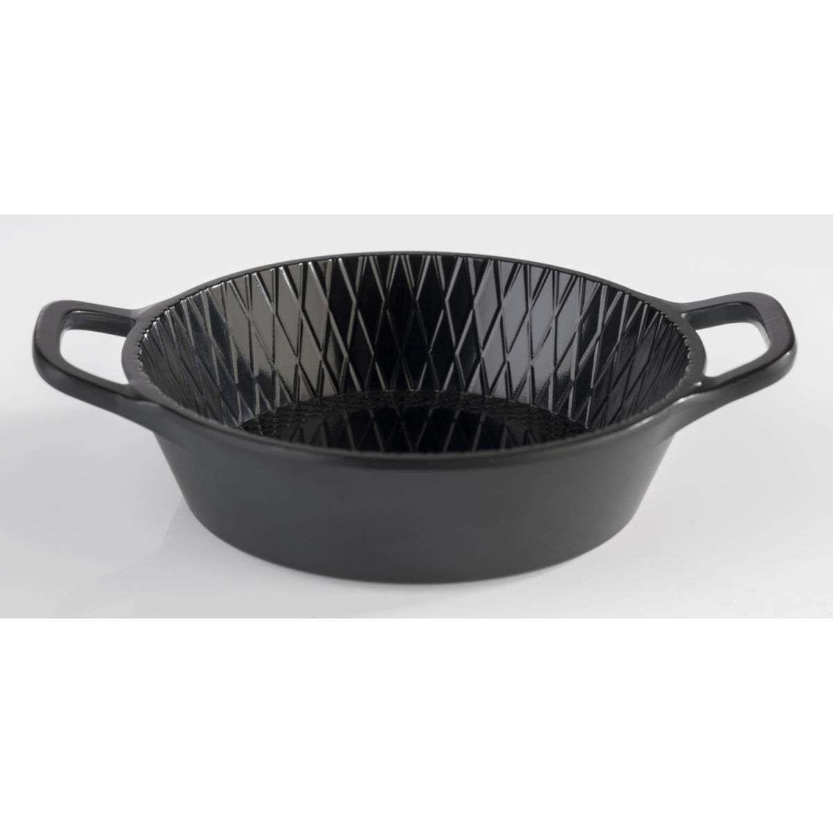 APS Schale MINI, Melamin, Struktur, mit Griffen 70 ml, 8.5x11.5x8.5x2.5 cm (LxBxØxH); schwarz; rund; 60 Stück / Pack