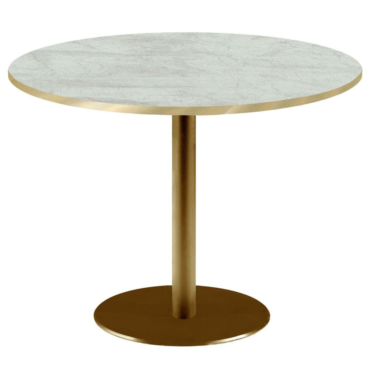 Tavolo Roma XL rotondo base dorato - laminato pietra & canti ottone RestooTab; 75x120 cm (HxØ); beige/marrone/ottone; rotonda