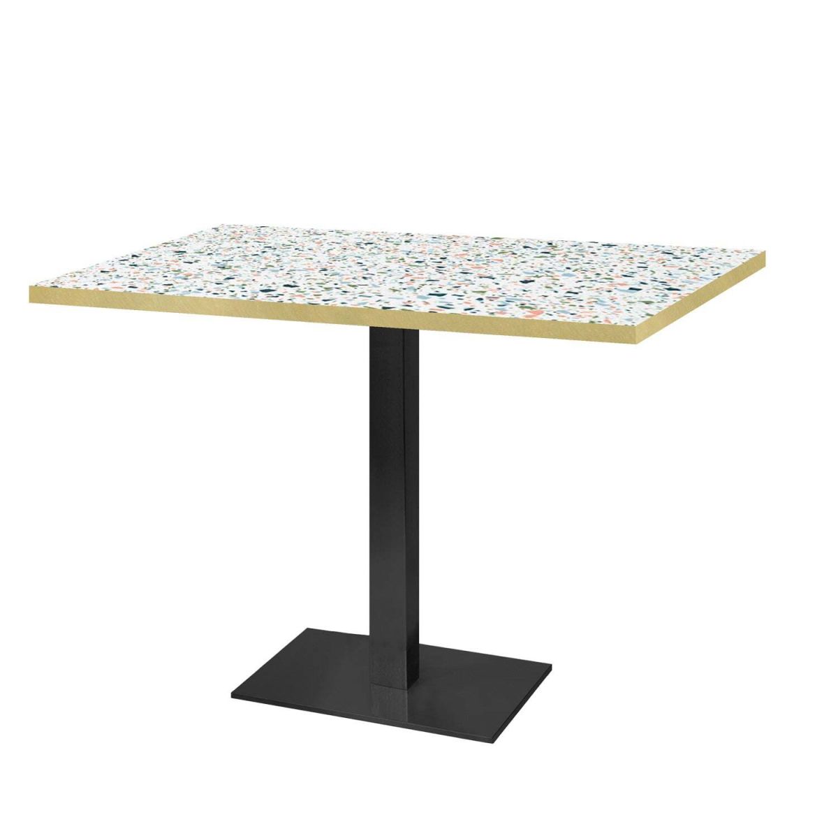 Tavolo Milano rettangolare - laminato pietra RestooTab; 120x70x75 cm (LxLxH); multicolore/terazzo/ottone; rettangolare