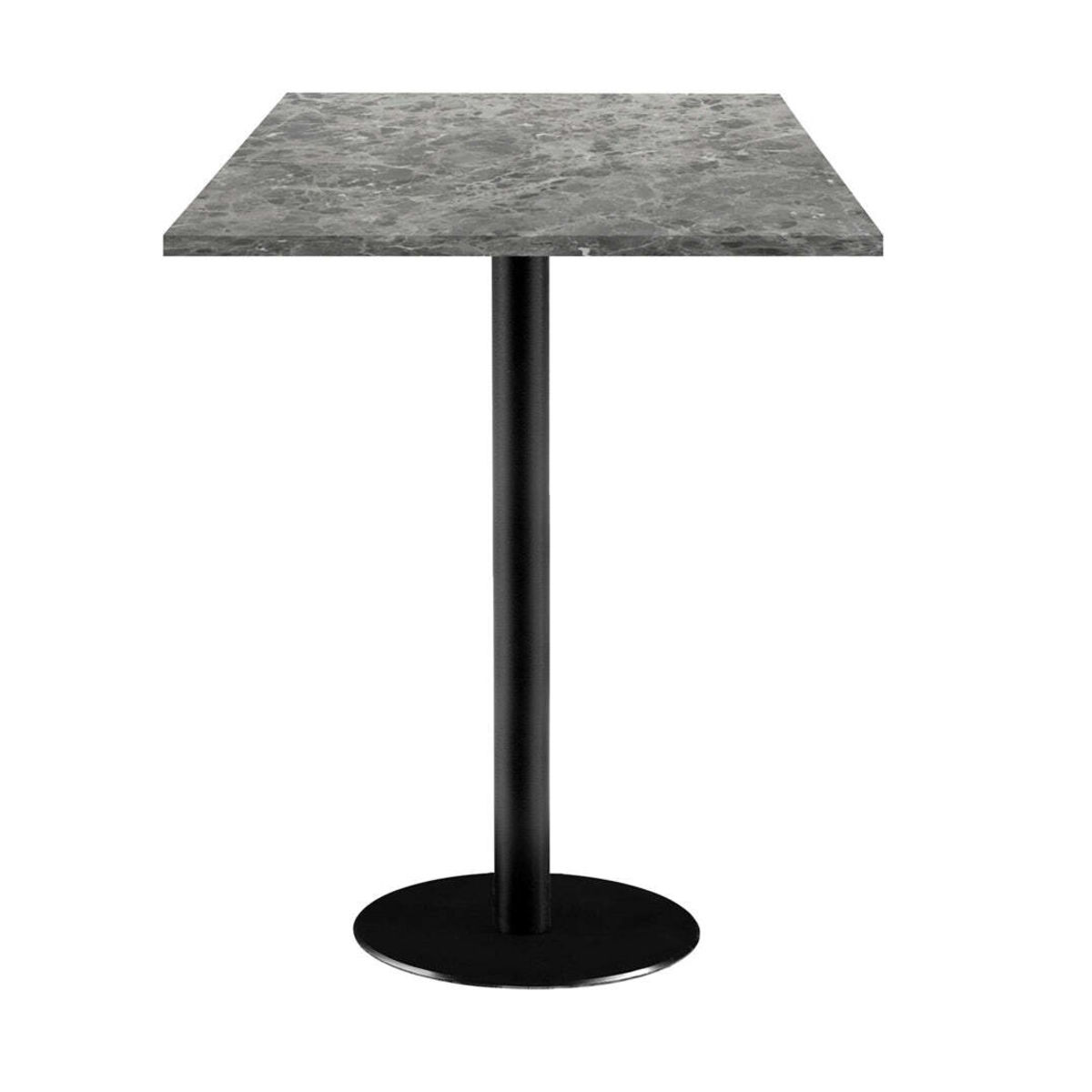 RestooTab Stehtisch Rome quadratisch - Dekor Stein 60x60x113 cm (LxBxH); Platte steingrau/marmoriert, Gestell schwarz; quadratisch