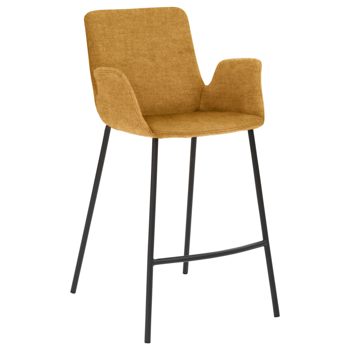 Mayer Sitzmöbel Tresenhocker mit Armlehnen, Vierfuß-Gestell, Samtbezug Gestell schwarz 53x49x95 cm (BxTxH); Sitz senf, Gestell schwarz