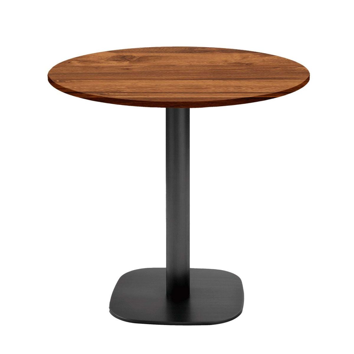 RestooTab Tisch Round rund - Dekor Stein & Holz 75x70 cm (HxØ); Platte eiche wenge, Gestell schwarz; rund