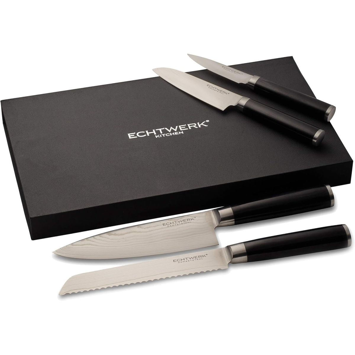 ECHTWERK Damastmesser Set 4-tlg silber