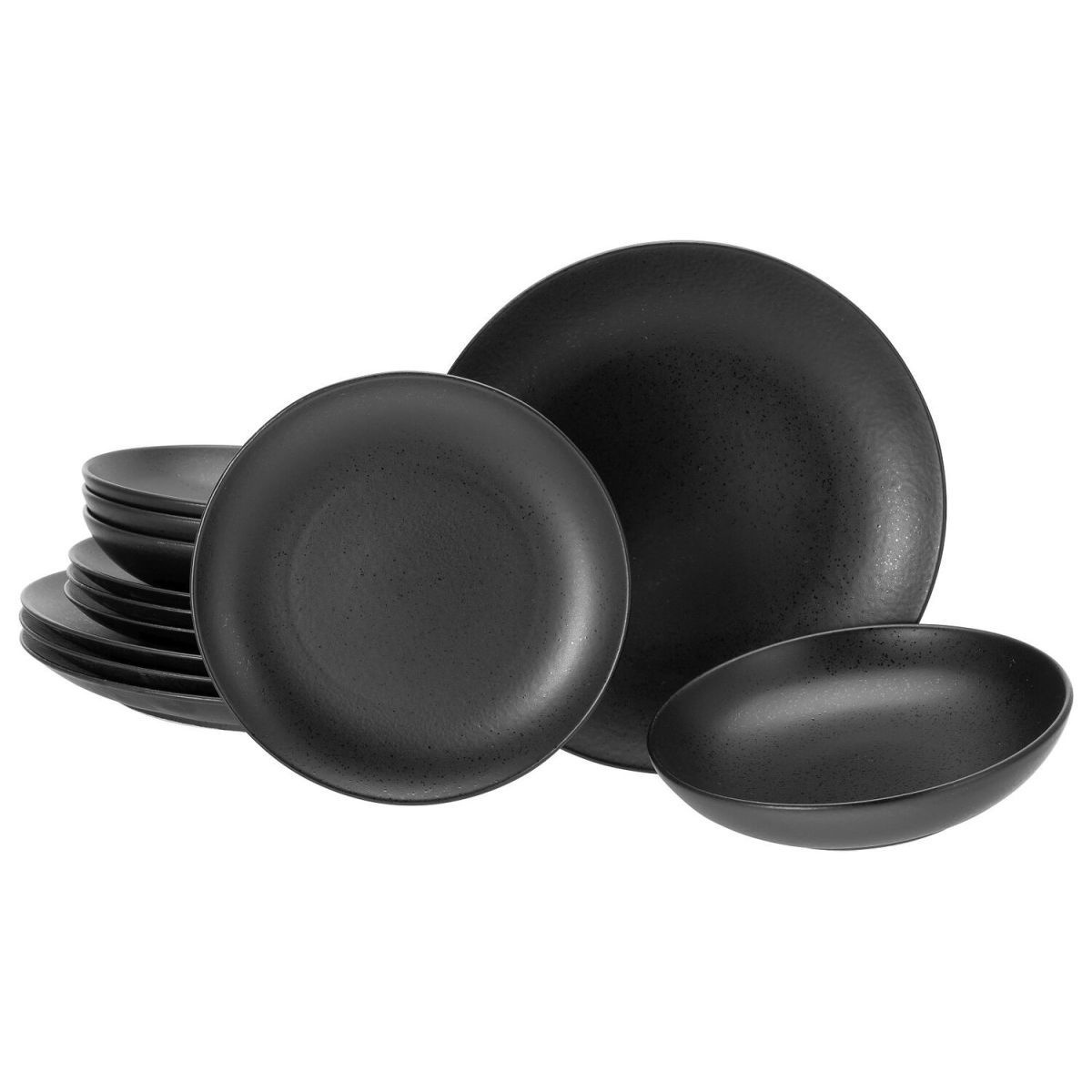 Magic Black - set di piatti 12 pz CreaTable; nero