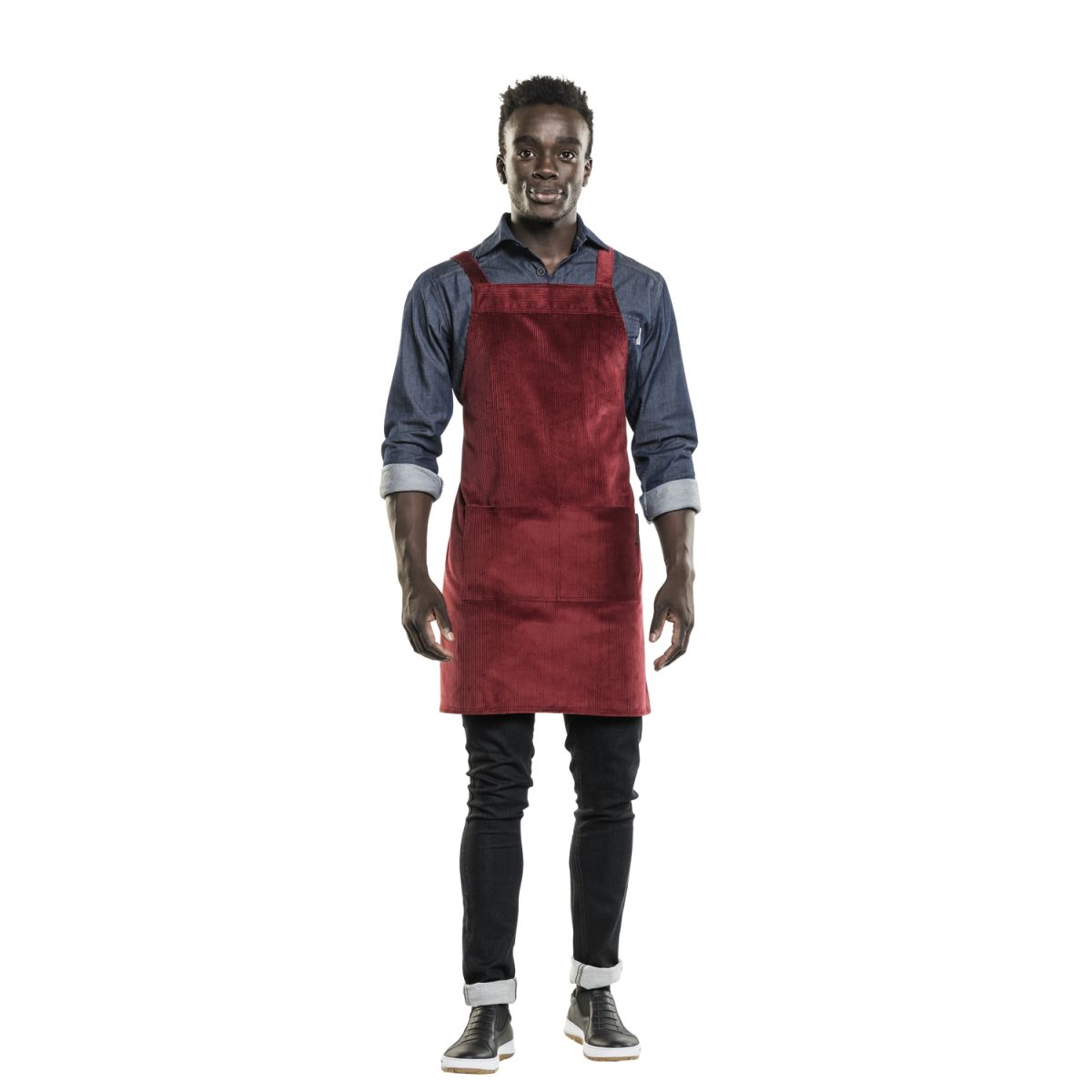 Chaud Devant Latzschürze Cross Red Velvet W70–L85 85x70 cm (LxB); rot