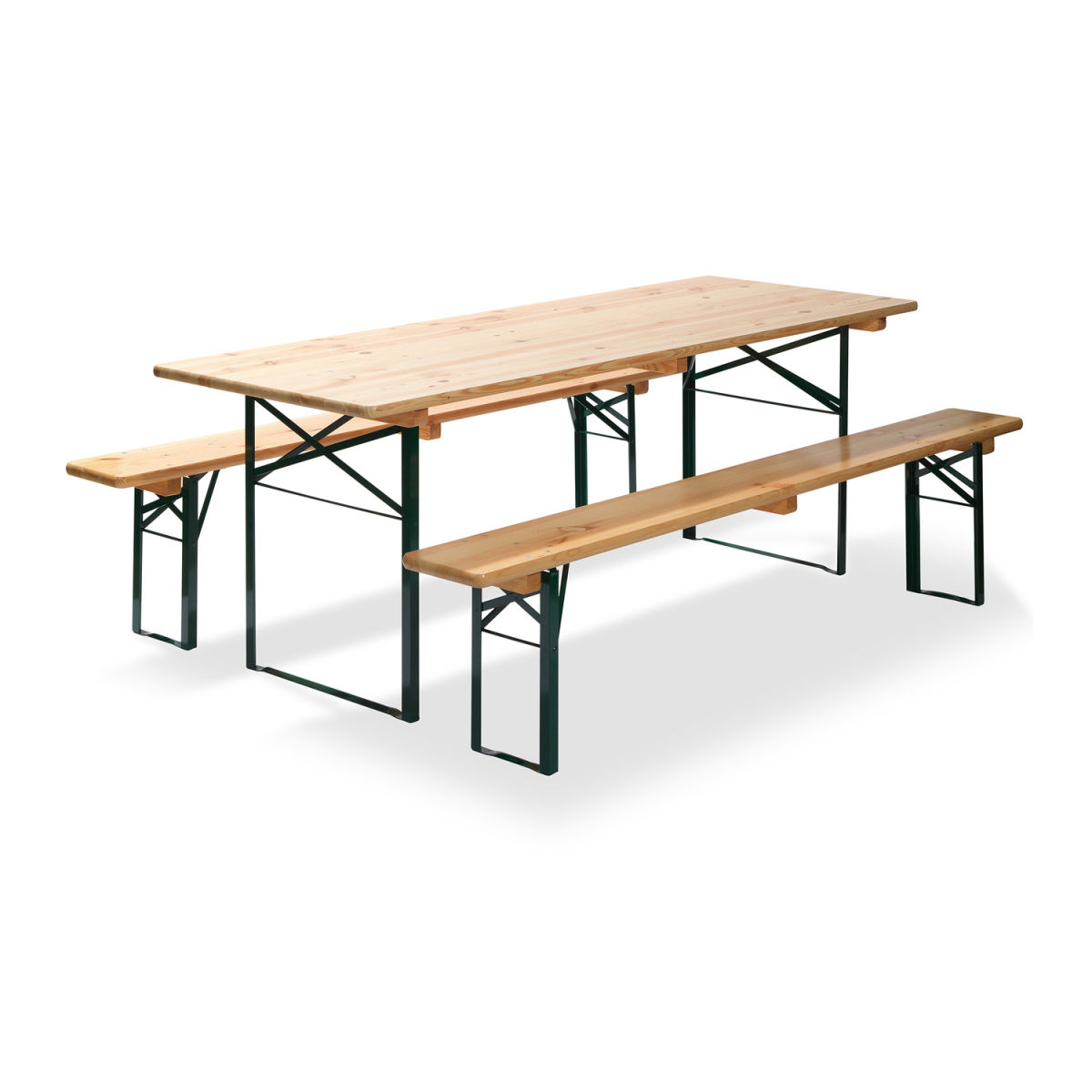 Set da birreria pieghevole - Qualità da birreria Feros; 220x78x80 cm (LxHxP); verde/marrone; struttura verde
