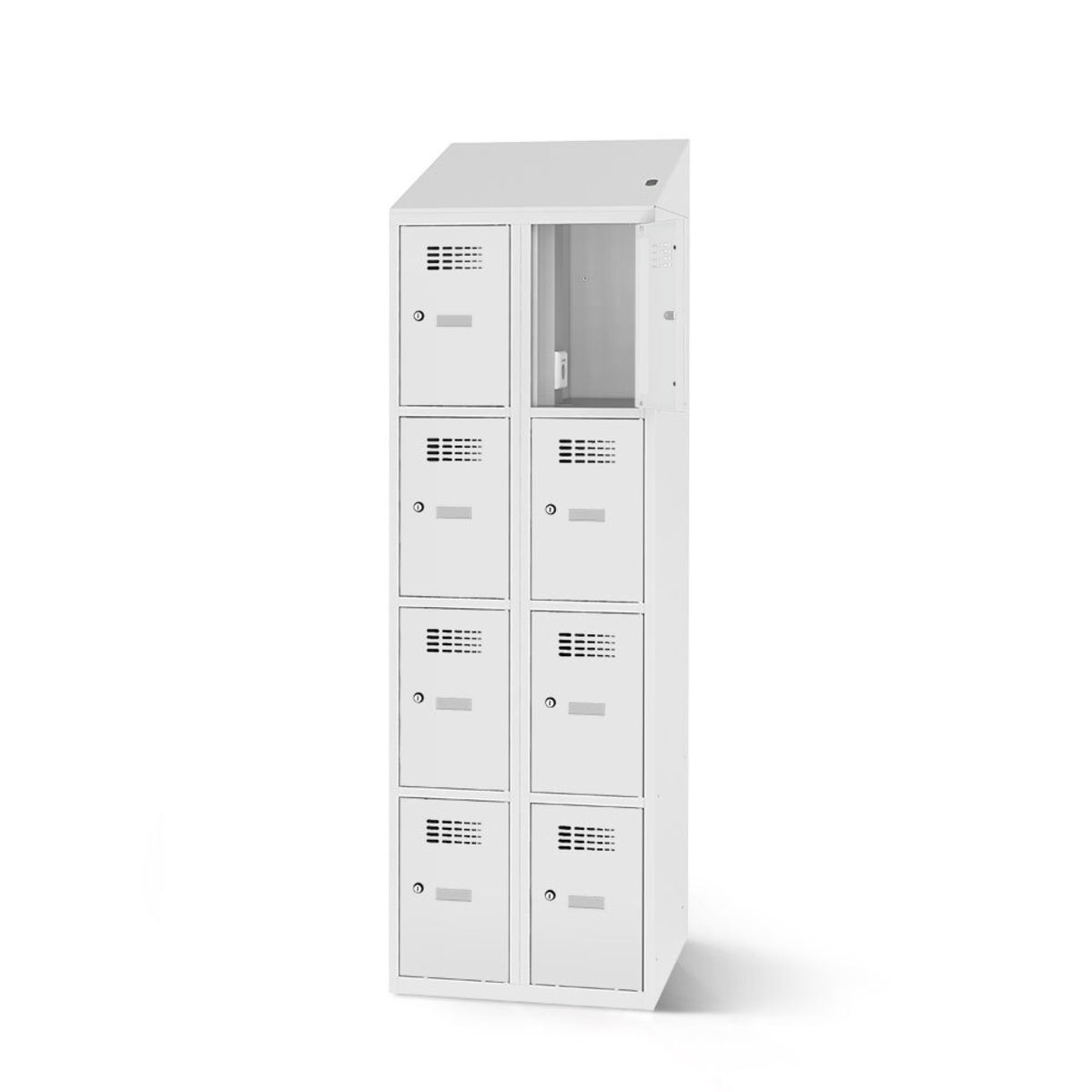 rotstahl Fächerschrank mit Ladefunktion 8 Fächer mit lichtgrauem Korpus 60x200 cm (BxH); hellgrau