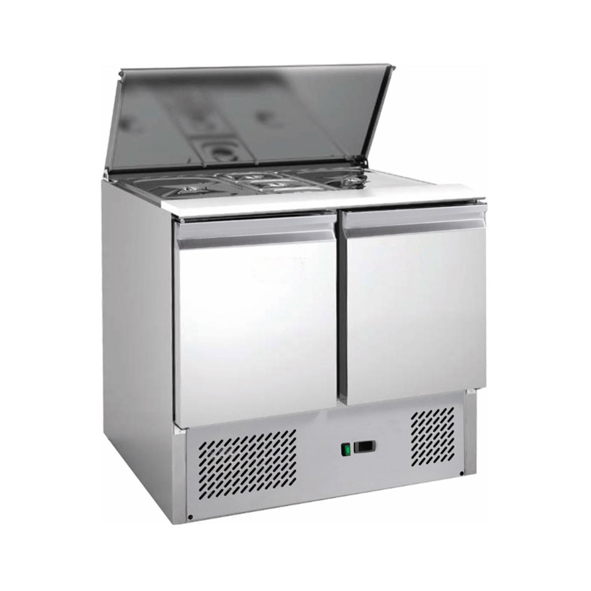 A&S Polarny Saladette mit eingebauter Kühlung, 213 Liter; 213000 ml, 90x87.5x70 cm (BxHxT); silber
