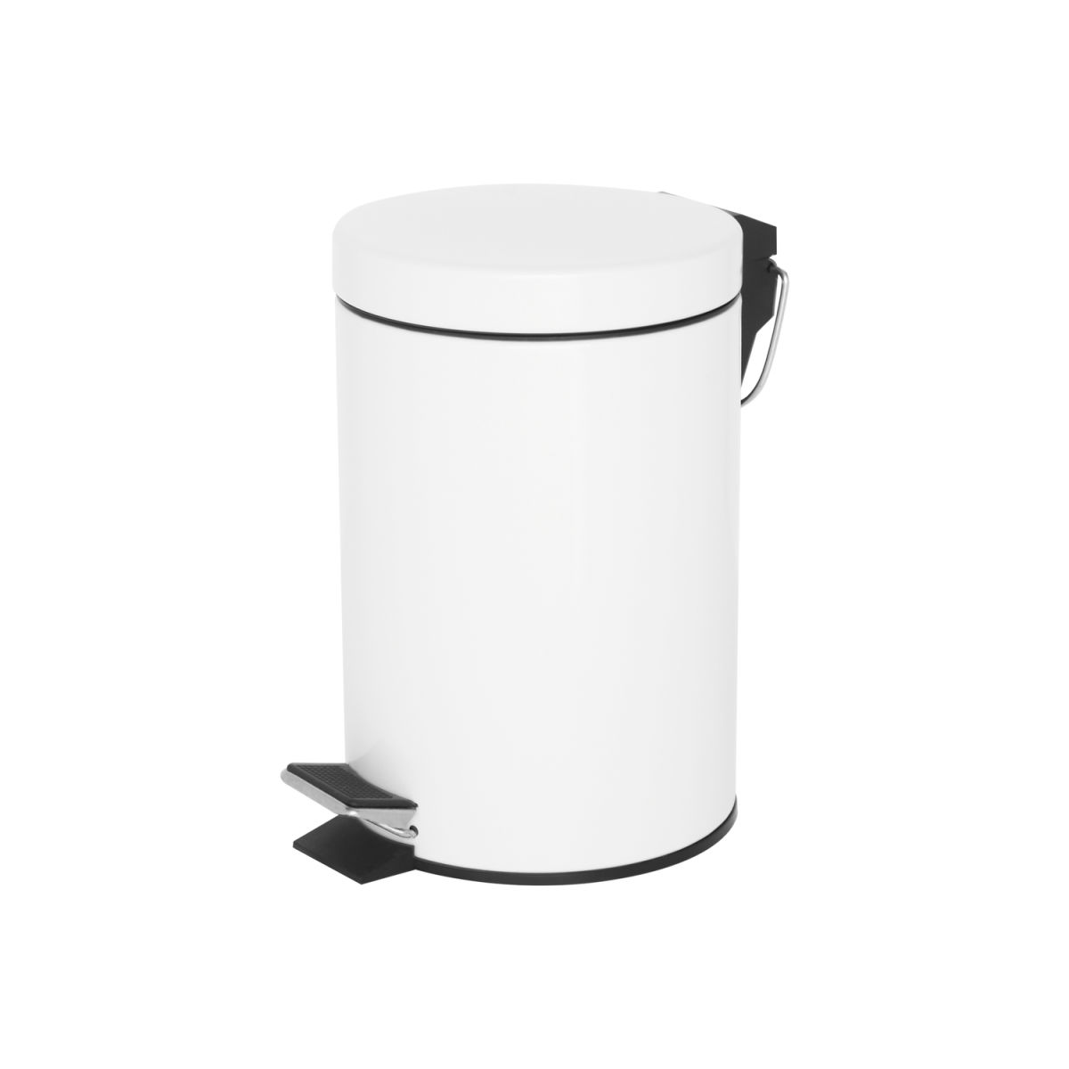 Cestino a pedale Croft / BIN003) in acciaio lucido, 3L CORBY; 25.5x17x26x25.5 cm (LxLxHxP); bianco