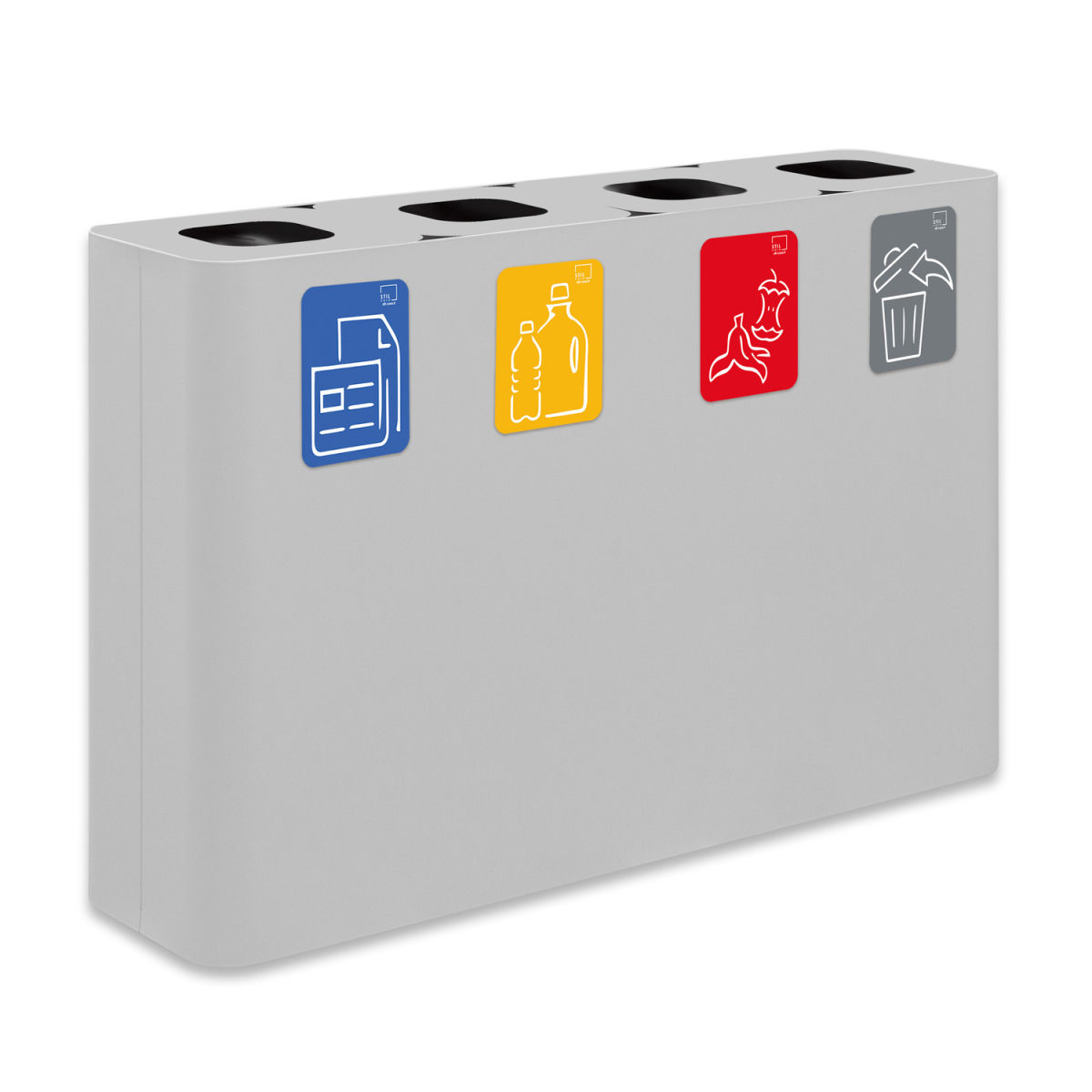 STIL CASA Stil Casa PURE Abfallsammelsystem, lackierter Stahl, mit vier Fächern zu je 60 Liter 200 l, 120.3x31x80.5 cm (LxBxH); weiß; rechteckig