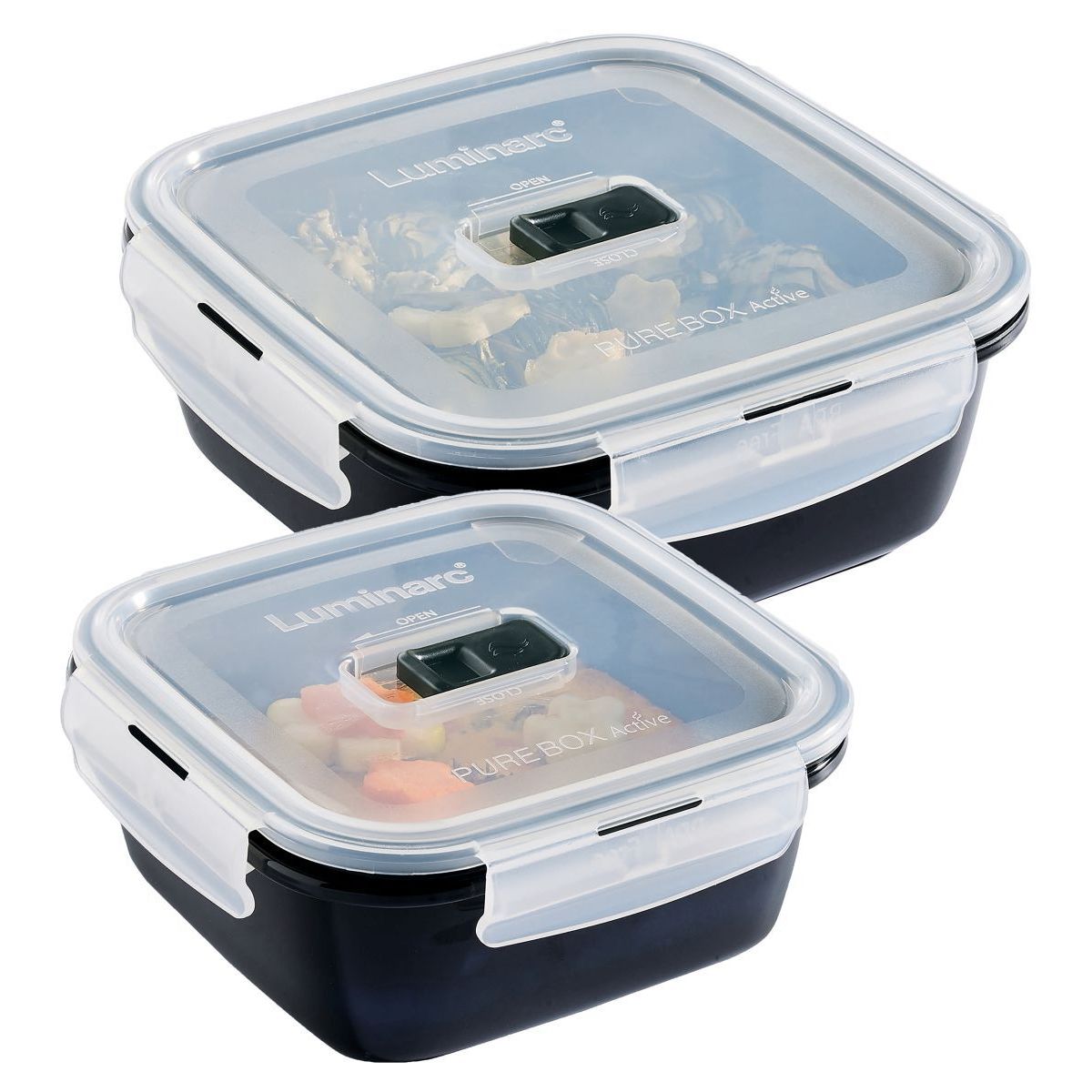 CreaTable Black Box quadratisch - Aufbewahrungset 2-tlg 1.22 l, 6 cm (H); schwarz; quadratisch