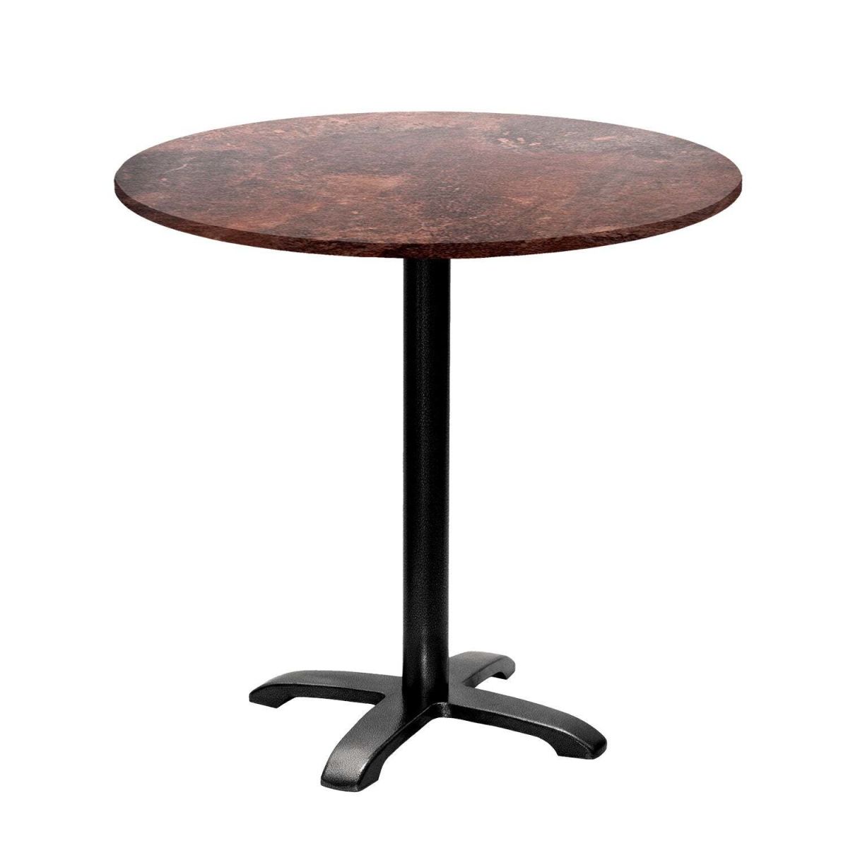RestooTab Tisch Bazila rund - Dekor Stein 74x80 cm (HxØ); Platte metall verrostet/braun, Gestell schwarz; rund