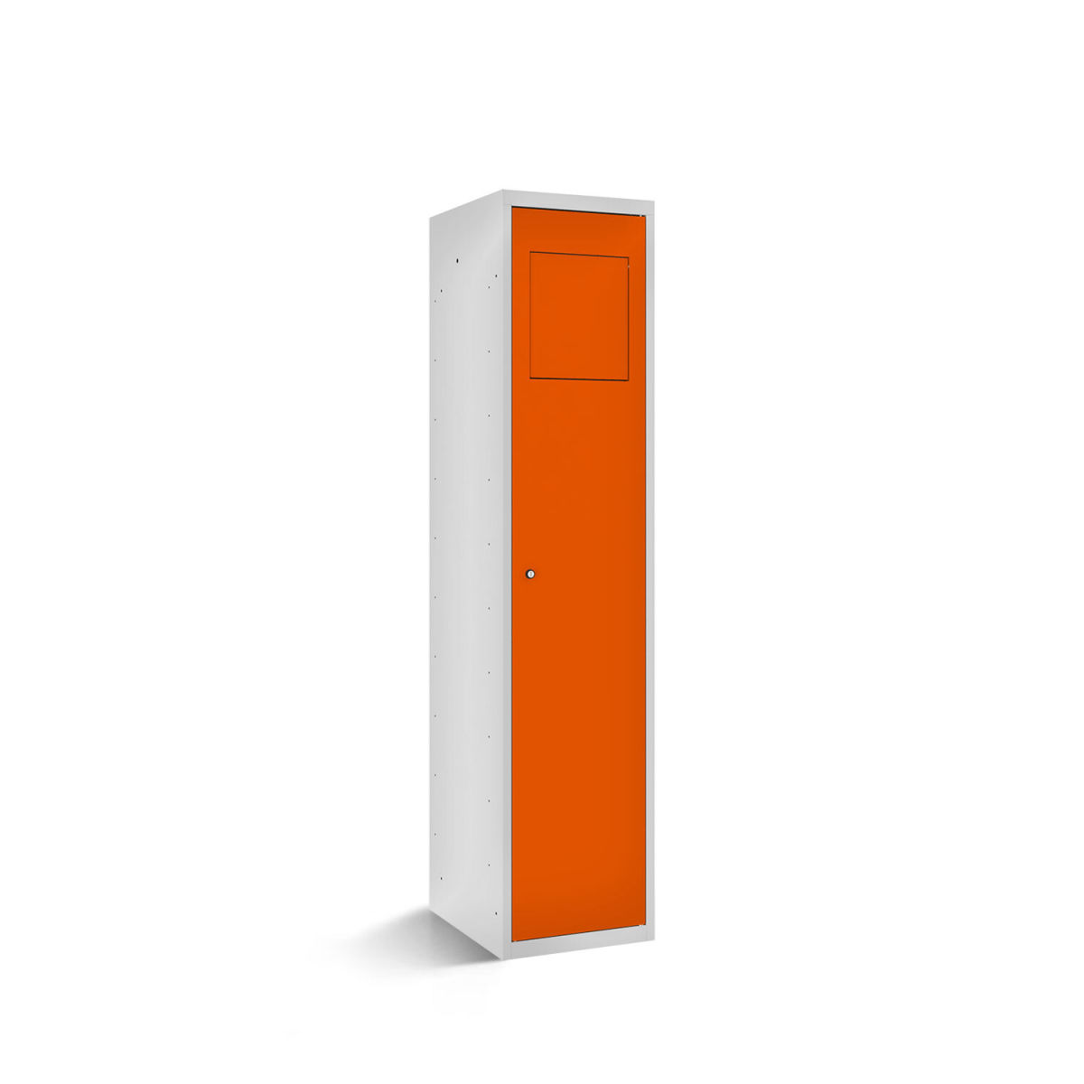 rotstahl Wäschesammelschrank mit Einwurfklappe mit lichtgrauem Korpus 40x50x180 cm (BxTxH); orange