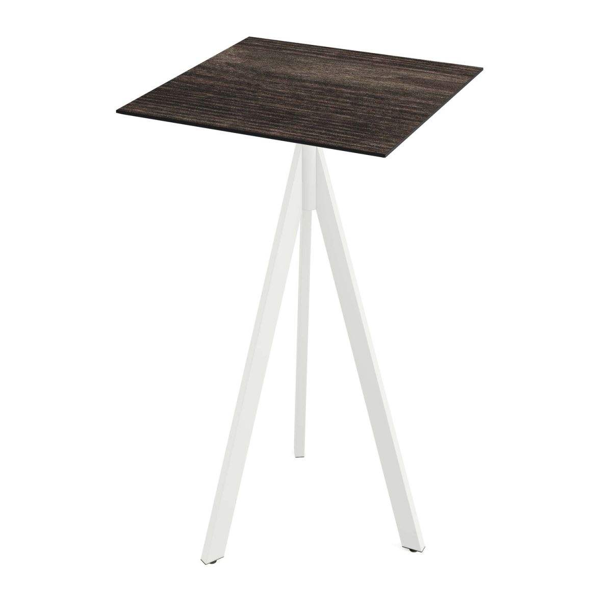 Feros Infinity Tripod Stehtisch frame + HPL 70x70 cm 70x70x110 cm (LxBxH); weiß/dunkelbraun; quadratisch