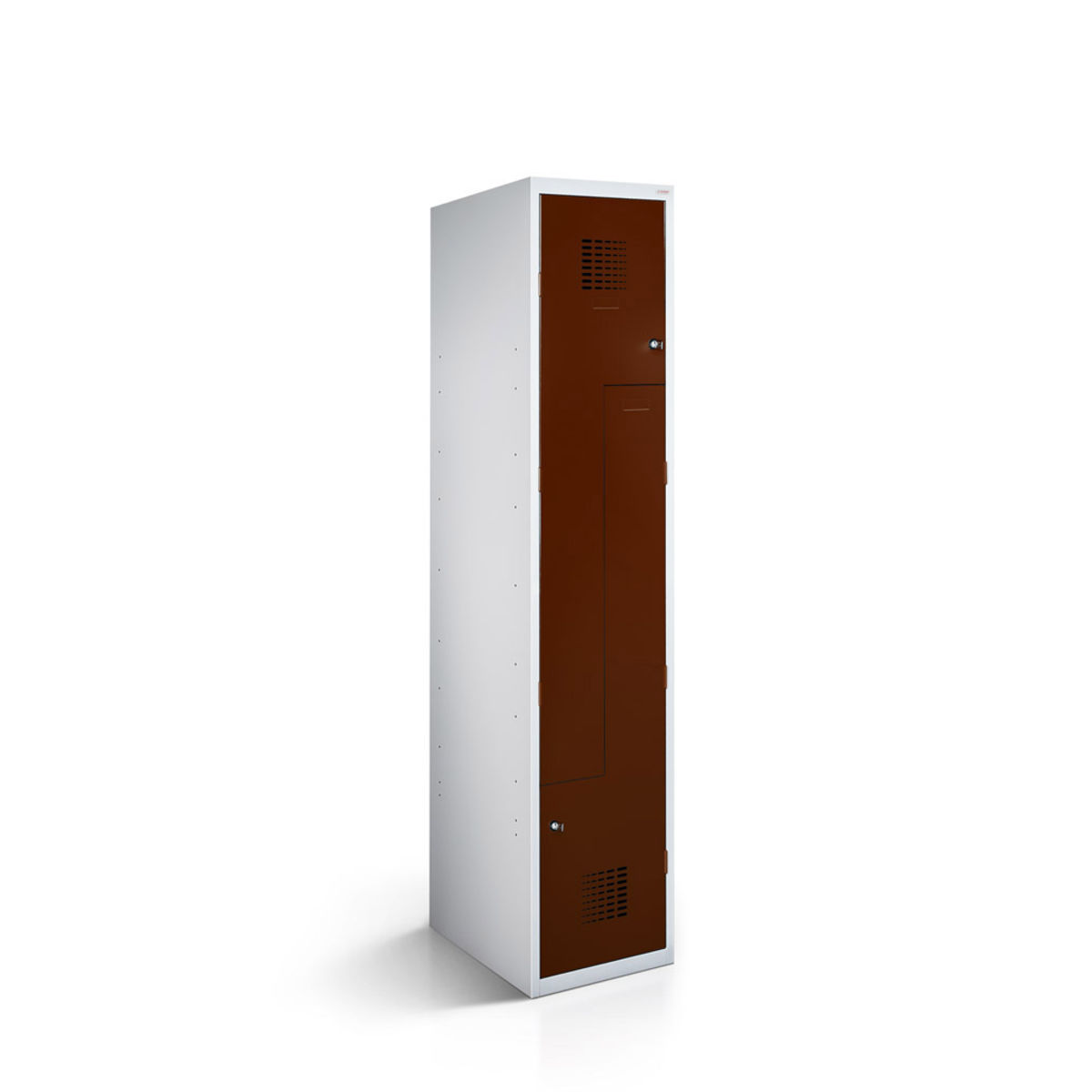 rotstahl Z-Spind 2 Türen mit lichtgrauem Korpus 40x50x180 cm (BxTxH); mahagoni