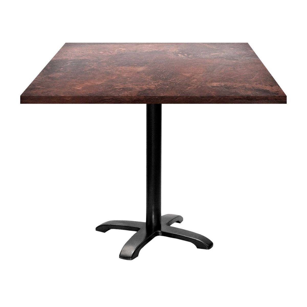 RestooTab Tisch Bazila quadratisch - Dekor Stein 90x90x74 cm (LxBxH); Platte metall verrostet/braun, Gestell schwarz; quadratisch