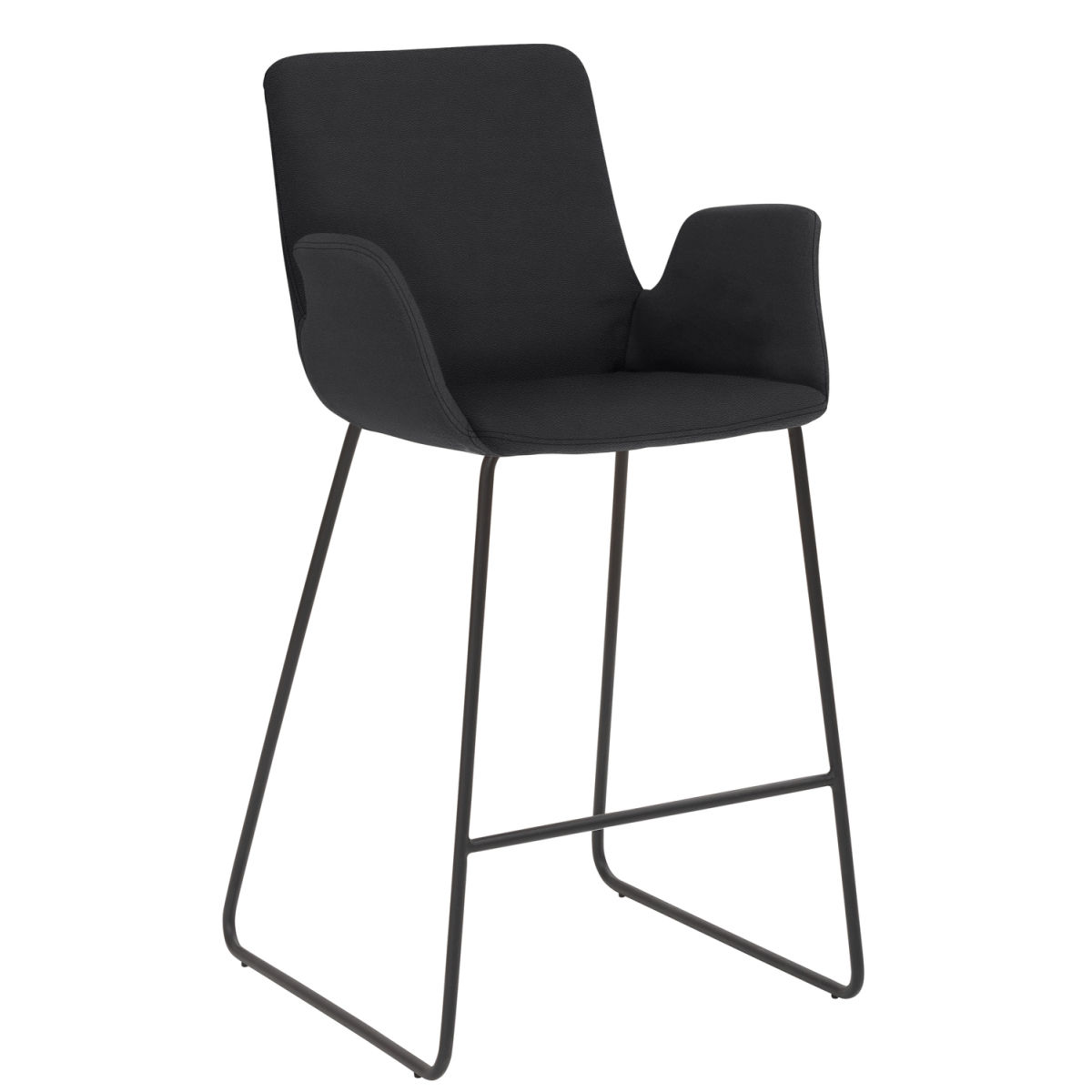 Mayer Sitzmöbel Tresenhocker mit Armlehnen, Kufengestell, Mikrofaser in Lederoptik Gestell schwarz 53x49x95 cm (BxTxH); Sitz anthrazit, Gestell schwarz