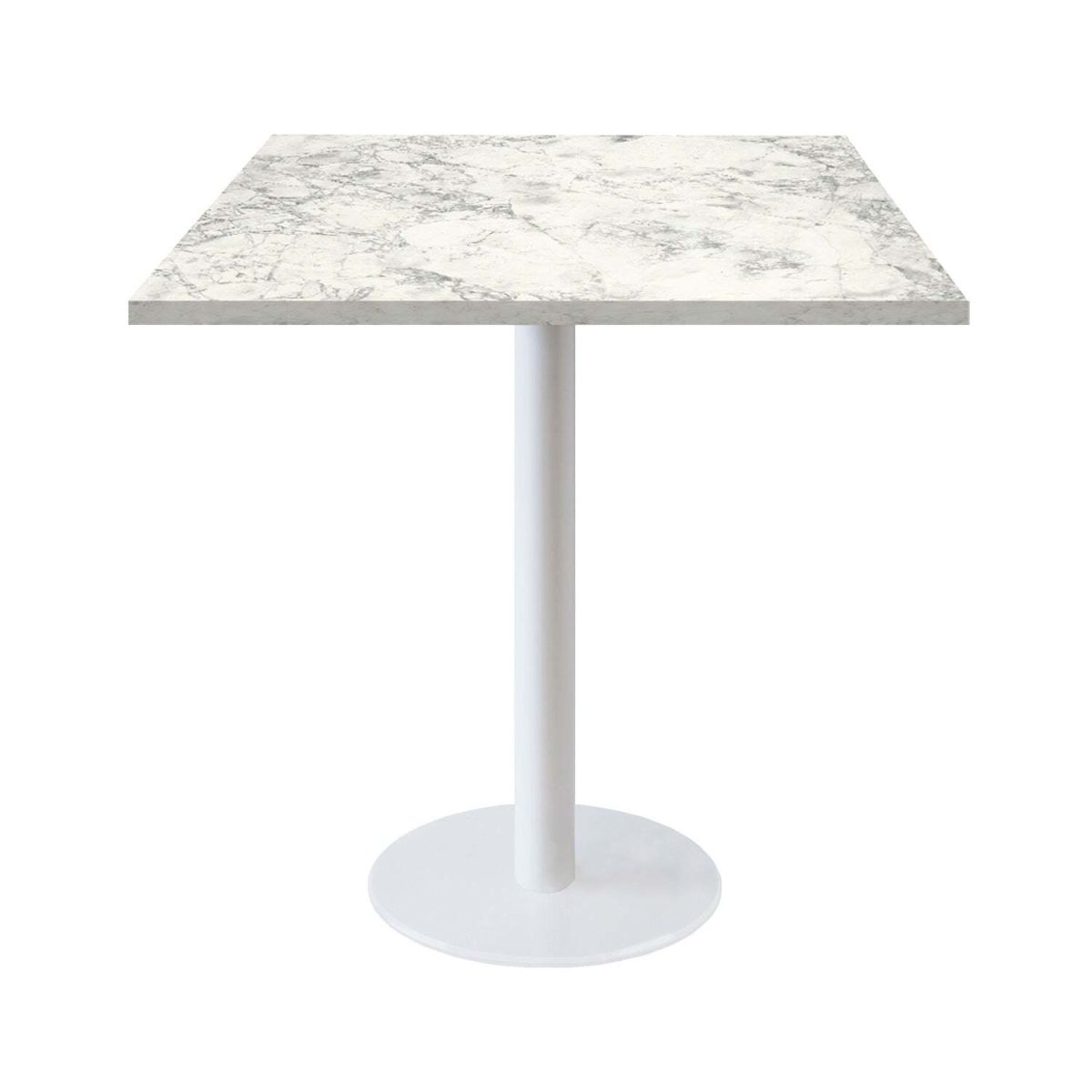 Tavolo Roma quadrato base bianco - laminato legno & pietra RestooTab; 70x70x75 cm (LxLxH); grigio chiaro/ottone/marmorizzato; quadrata