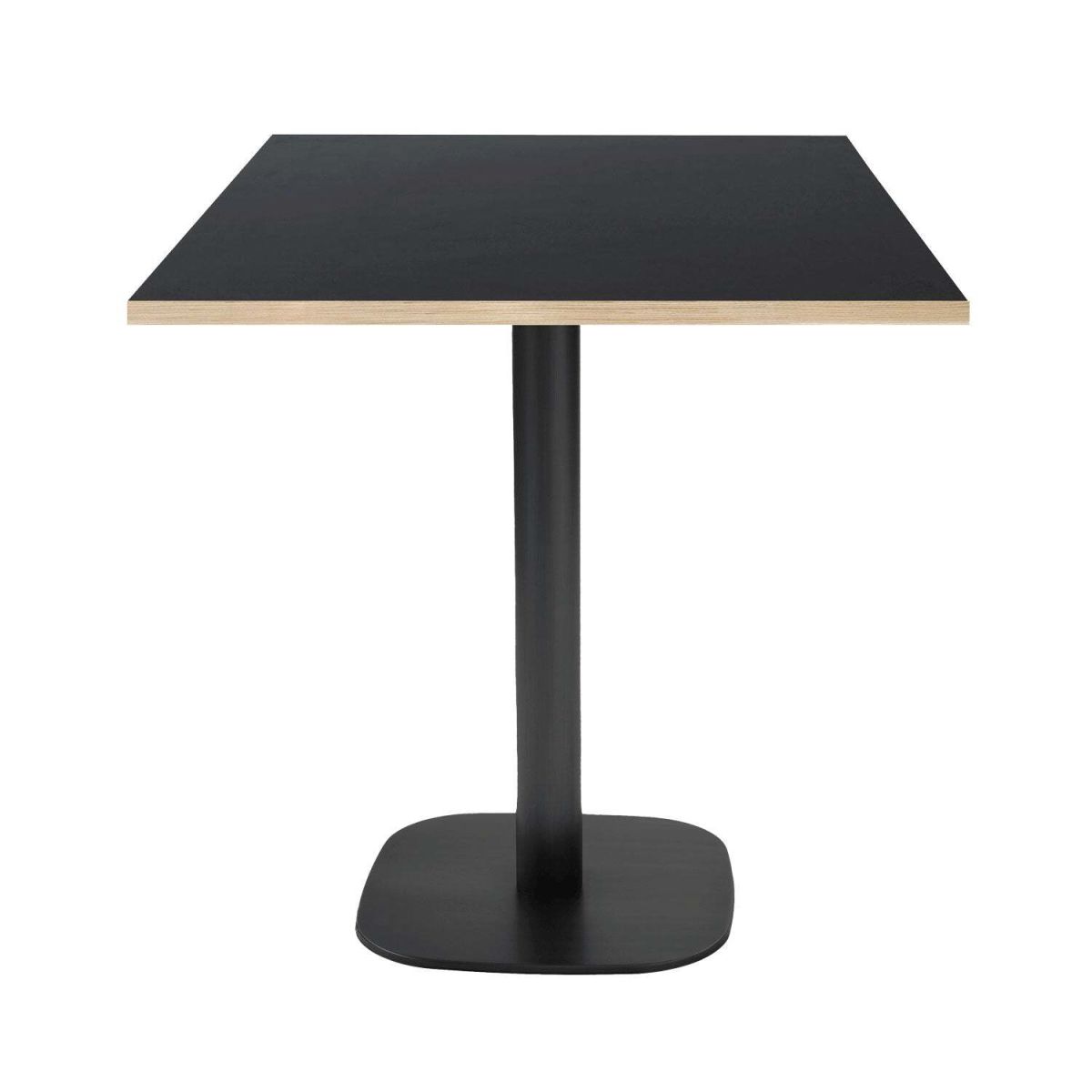 RestooTab Tisch Round quadratisch - Kanten messingfarben 70x70x75 cm (LxBxH); Platte schwarz, Gestell schwarz; quadratisch