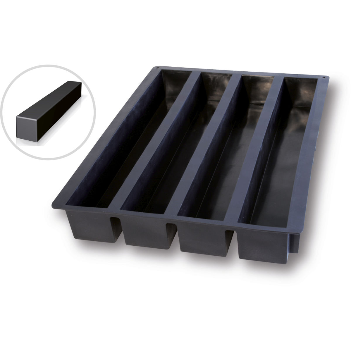 Schneider Silikonbackform Rinne 2401 ml, 60x40x7 cm (LxBxH); schwarz