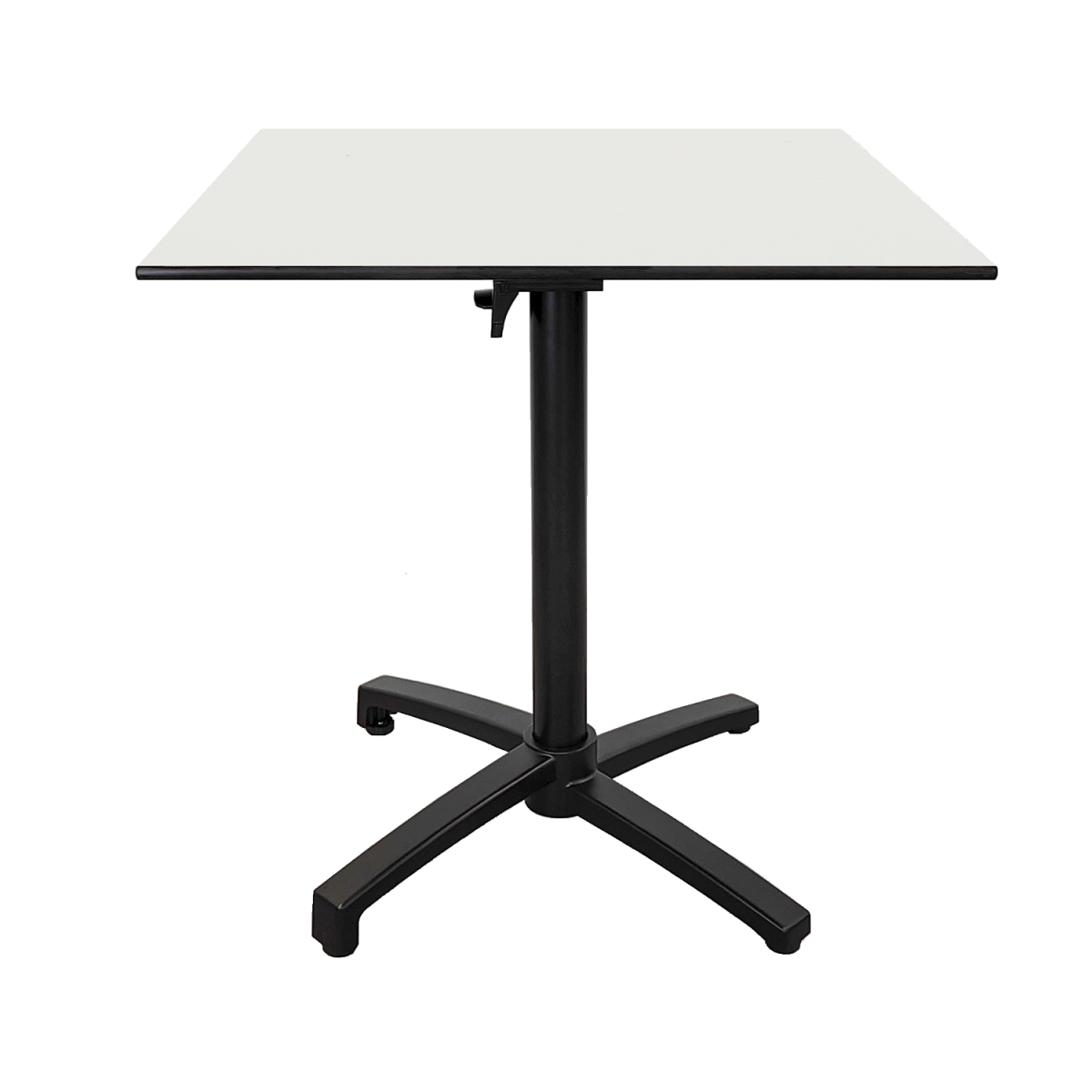 RestooTab Outdoor Klapptisch Diabolo 70x70x73 cm (LxBxH); Platte weiß, Gestell schwarz; quadratisch
